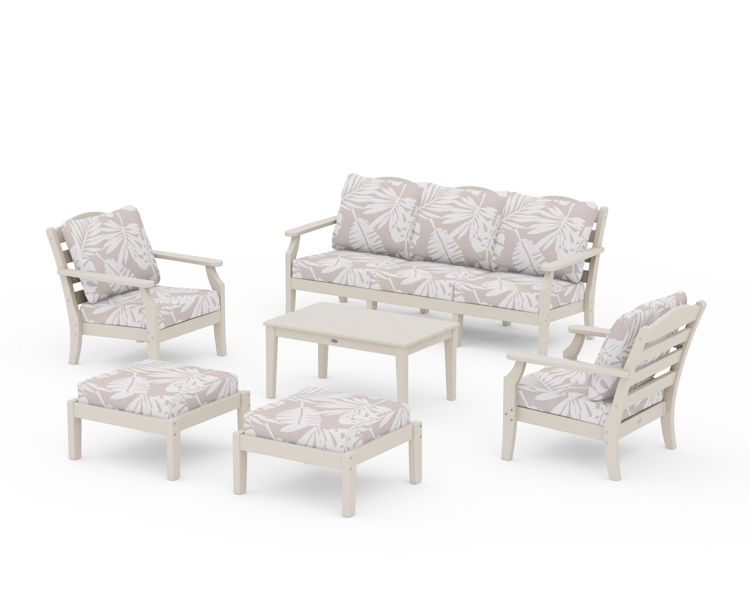 Savannah 6-Piece Lounge Sofa Set in Sand / Leaf Dune Burlap