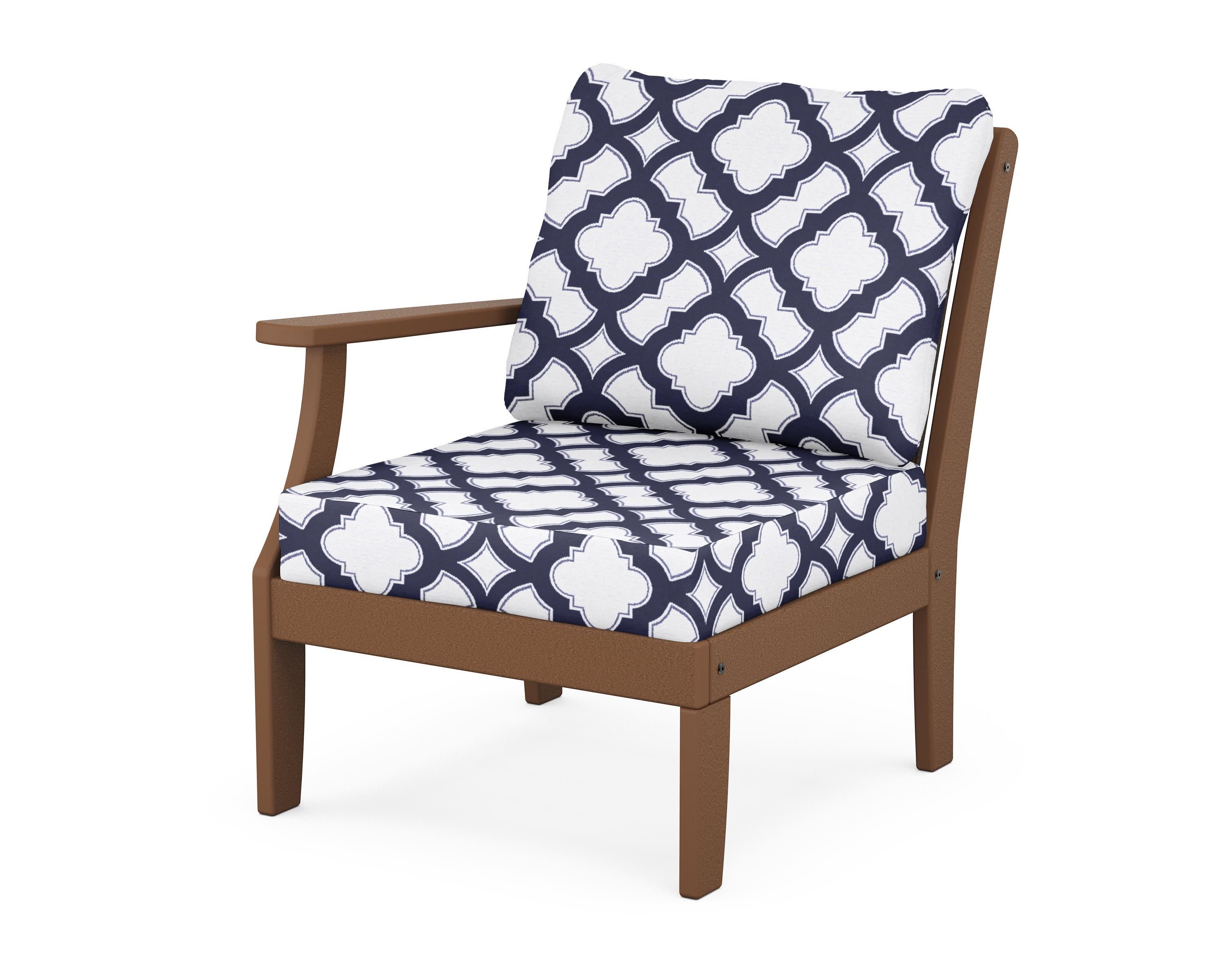 Braxton Modular Left Arm Chair in Teak / Trellis Navy