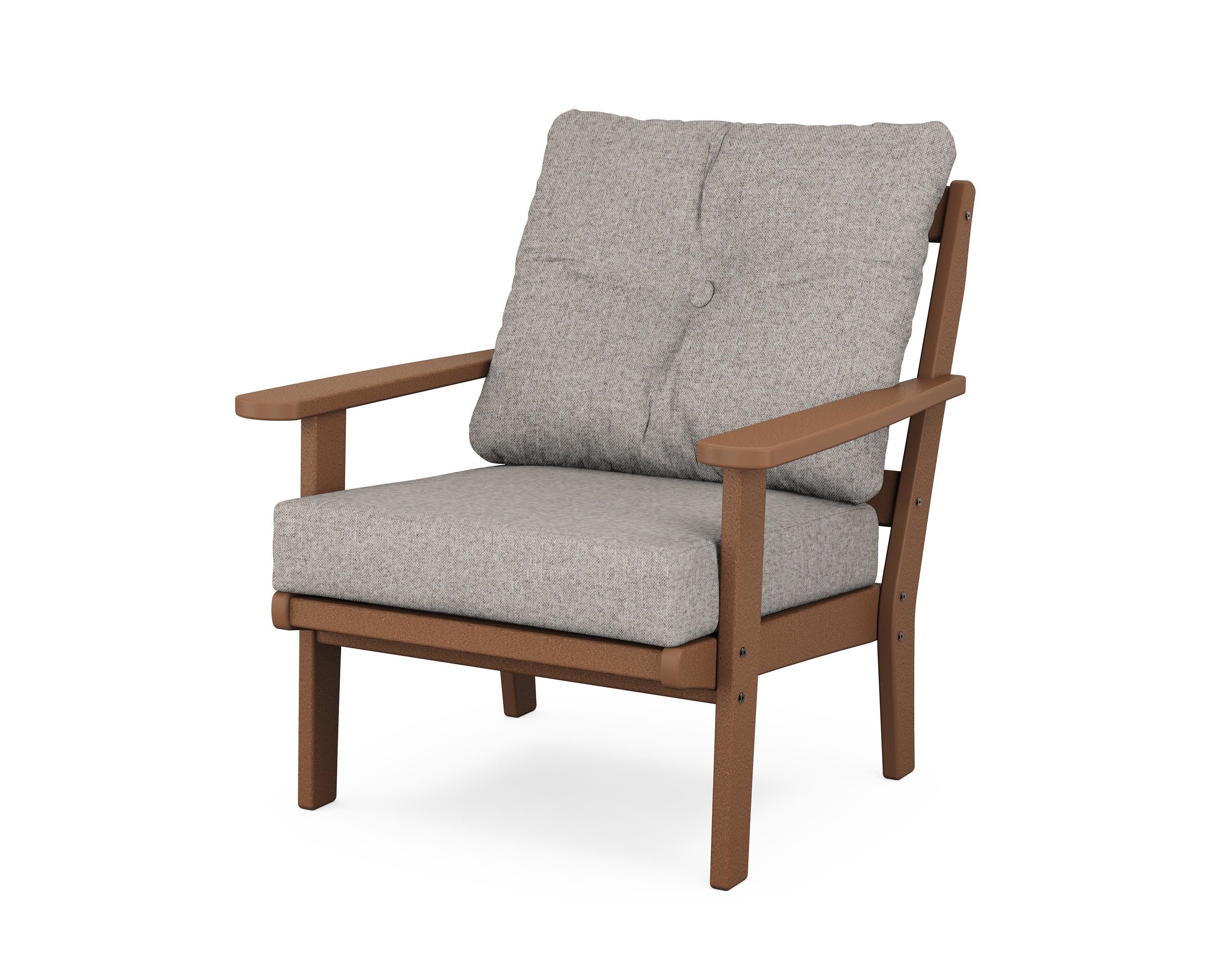 Mission Deep Seating Chair in Teak / Weathered Tweed