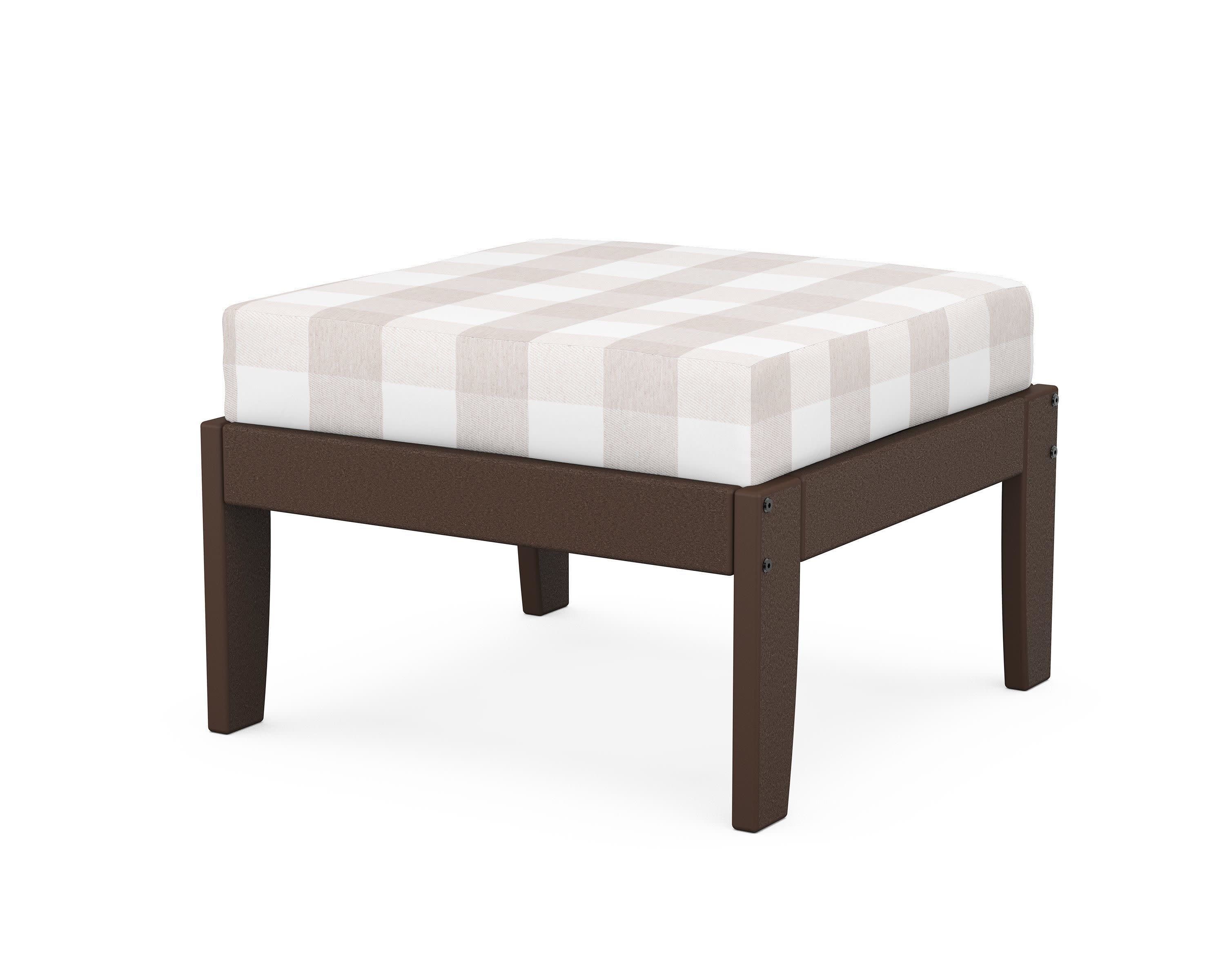 Modular Ottoman - Classic in Mahogany / Buffalo Plaid Dune Burlap