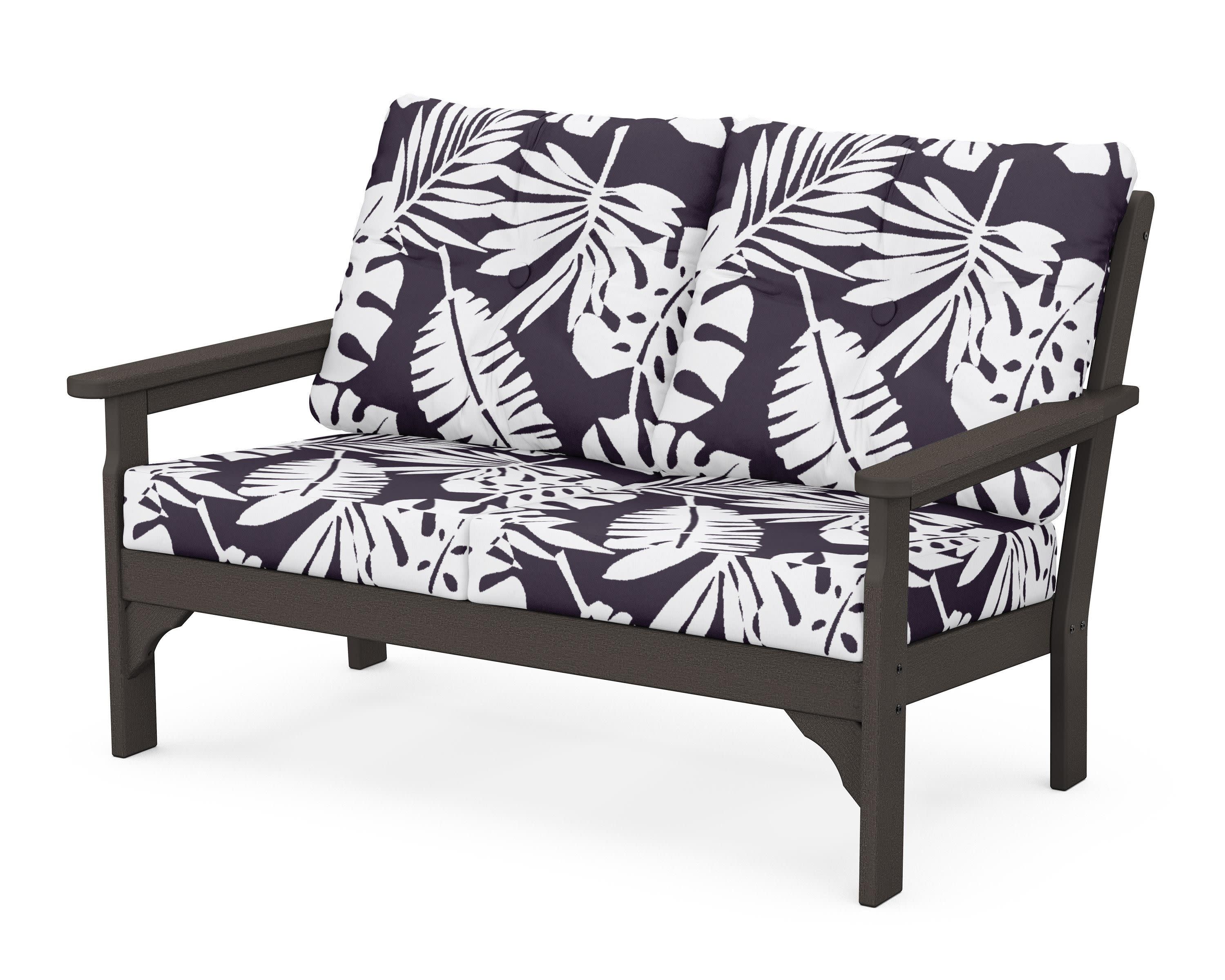 Vineyard Deep Seating Loveseat in Vintage Coffee / Leaf Navy