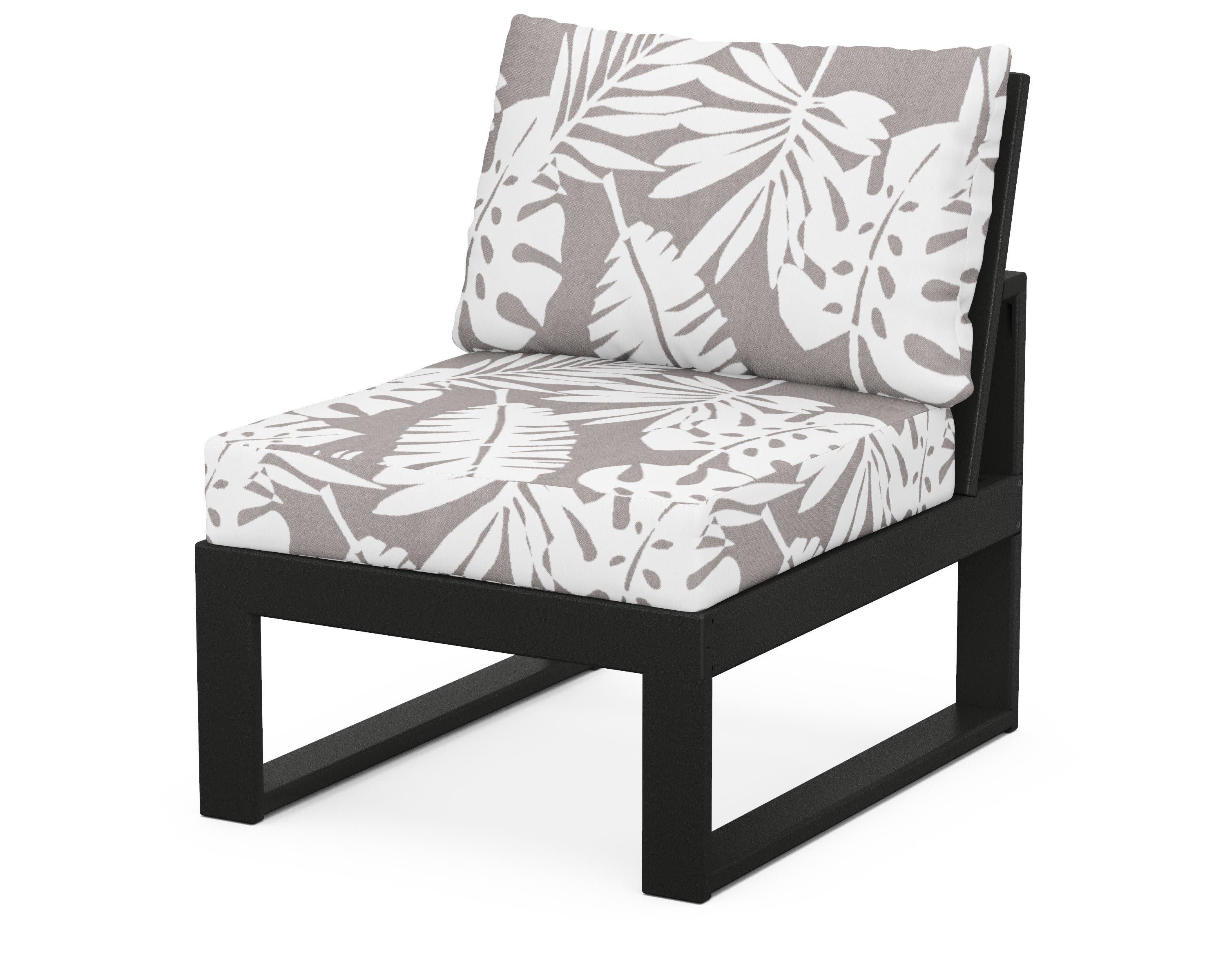 Modular Armless Chair in Black / Leaf Grey Mist