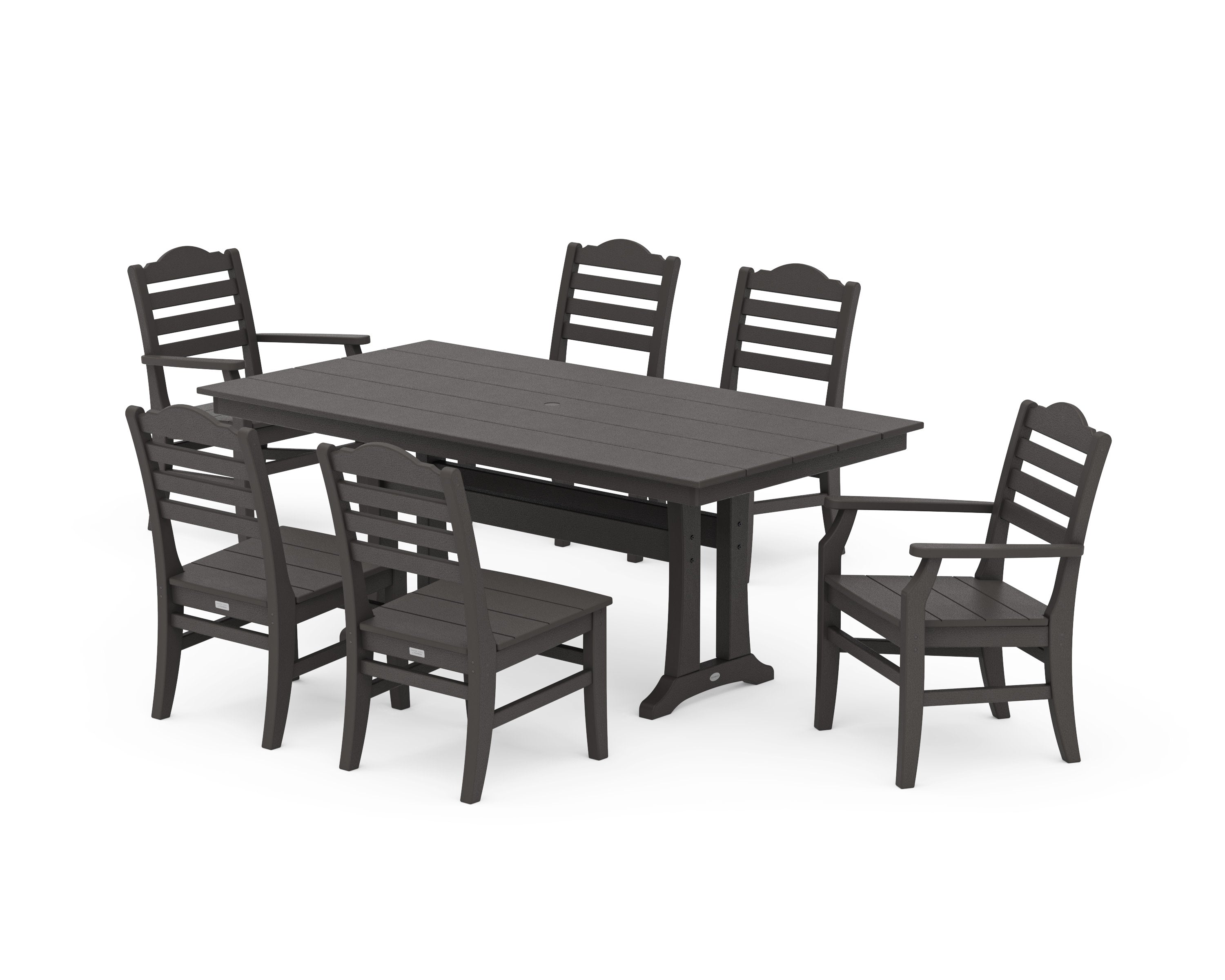 Savannah 7-Piece Farmhouse Dining Set with Trestle Legs in Vintage Coffee