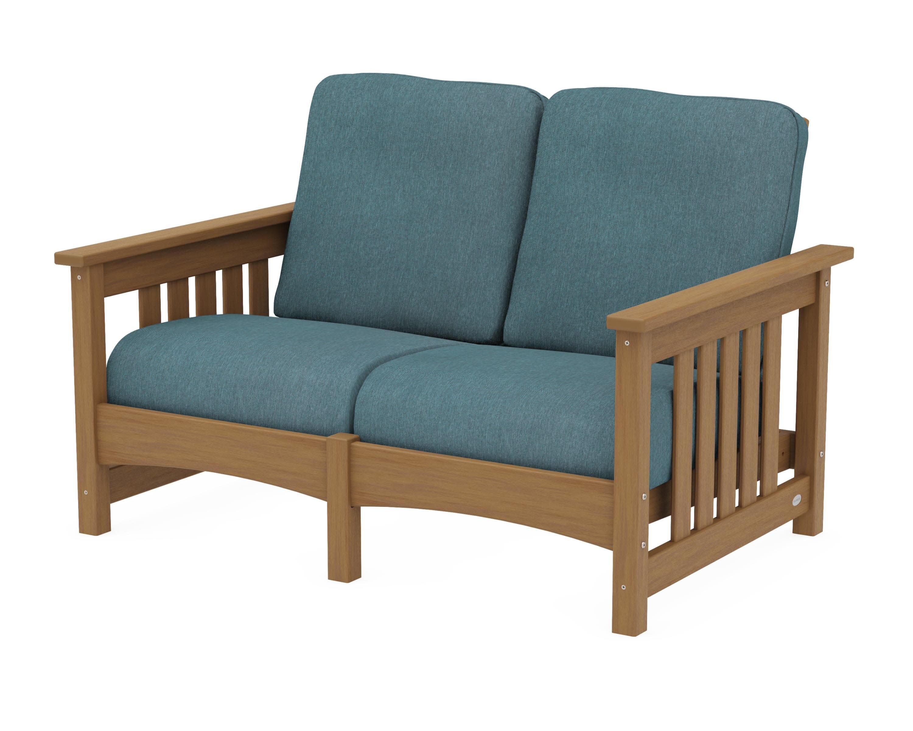 Club Mission Loveseat in Natural / Ocean Teal