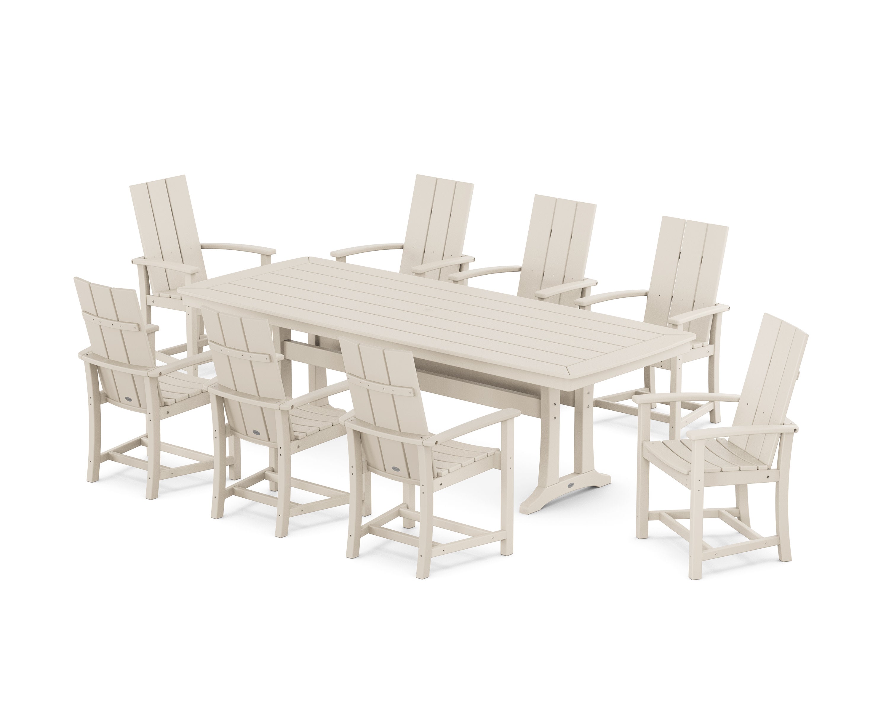 Modern Adirondack 9-Piece Dining Set with Trestle Legs in Sand