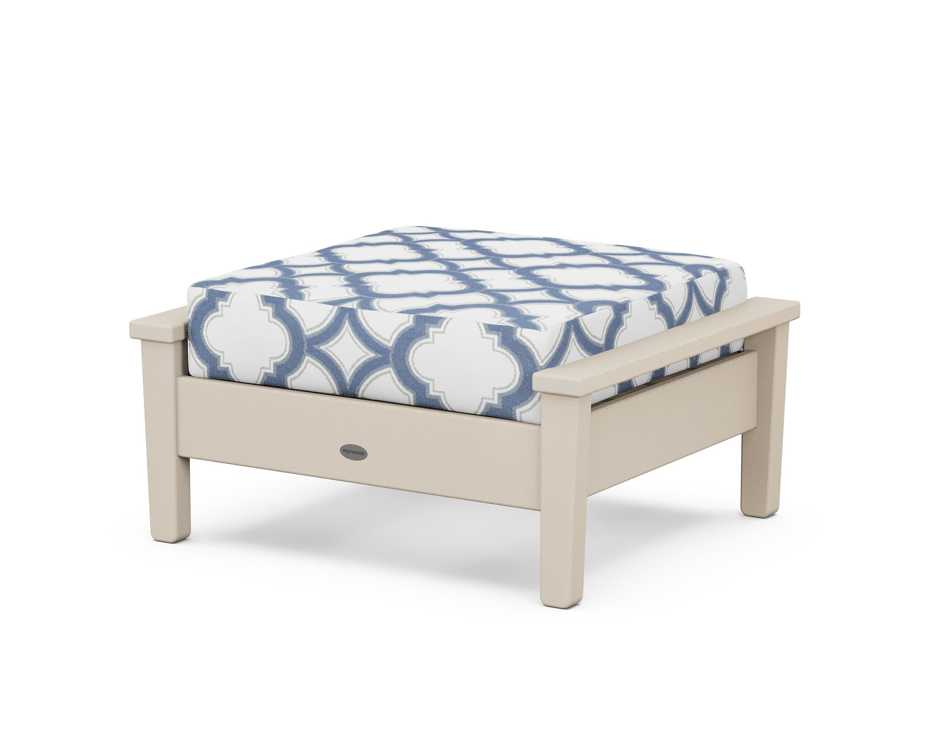 Prescott Deep Seating Ottoman in Sand / Trellis Sky Blue