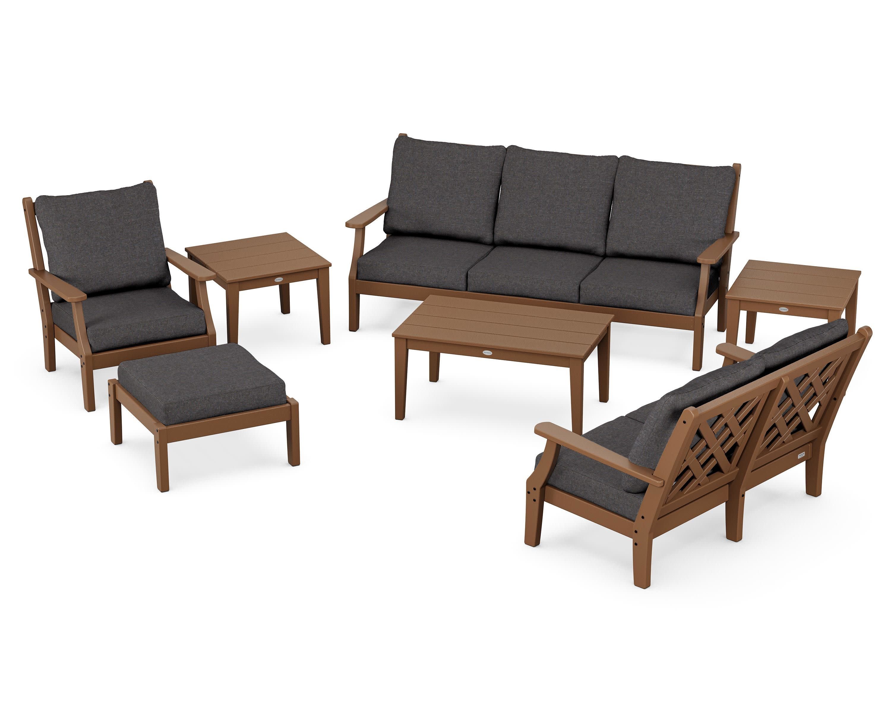 Wovendale 7-Piece Deep Seating Set in Teak / Ash Charcoal