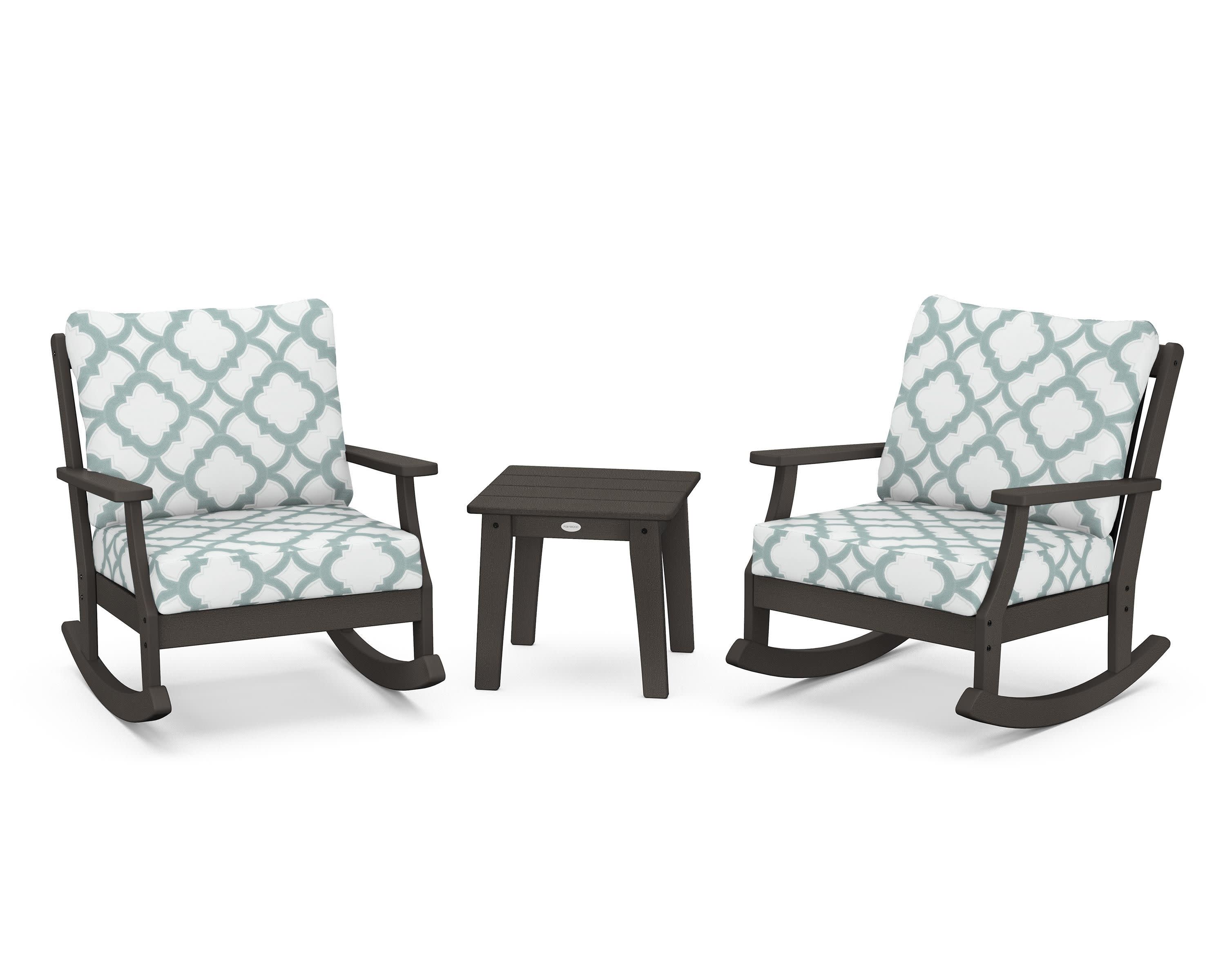 Braxton 3-Piece Deep Seating Rocker Set in Vintage Coffee / Trellis Glacier Spa