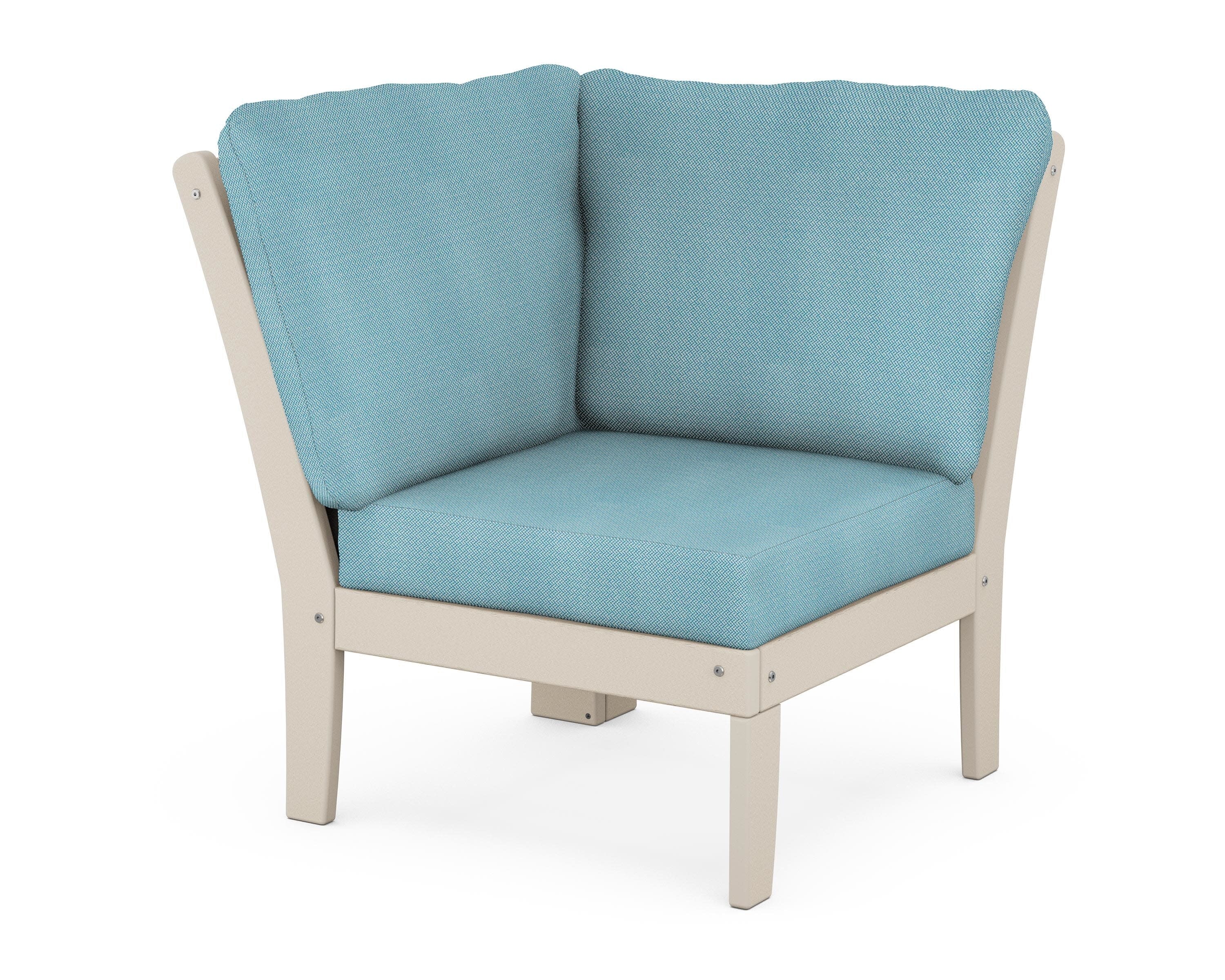 Braxton Modular Corner Chair in Sand / Lattice Sky Blue