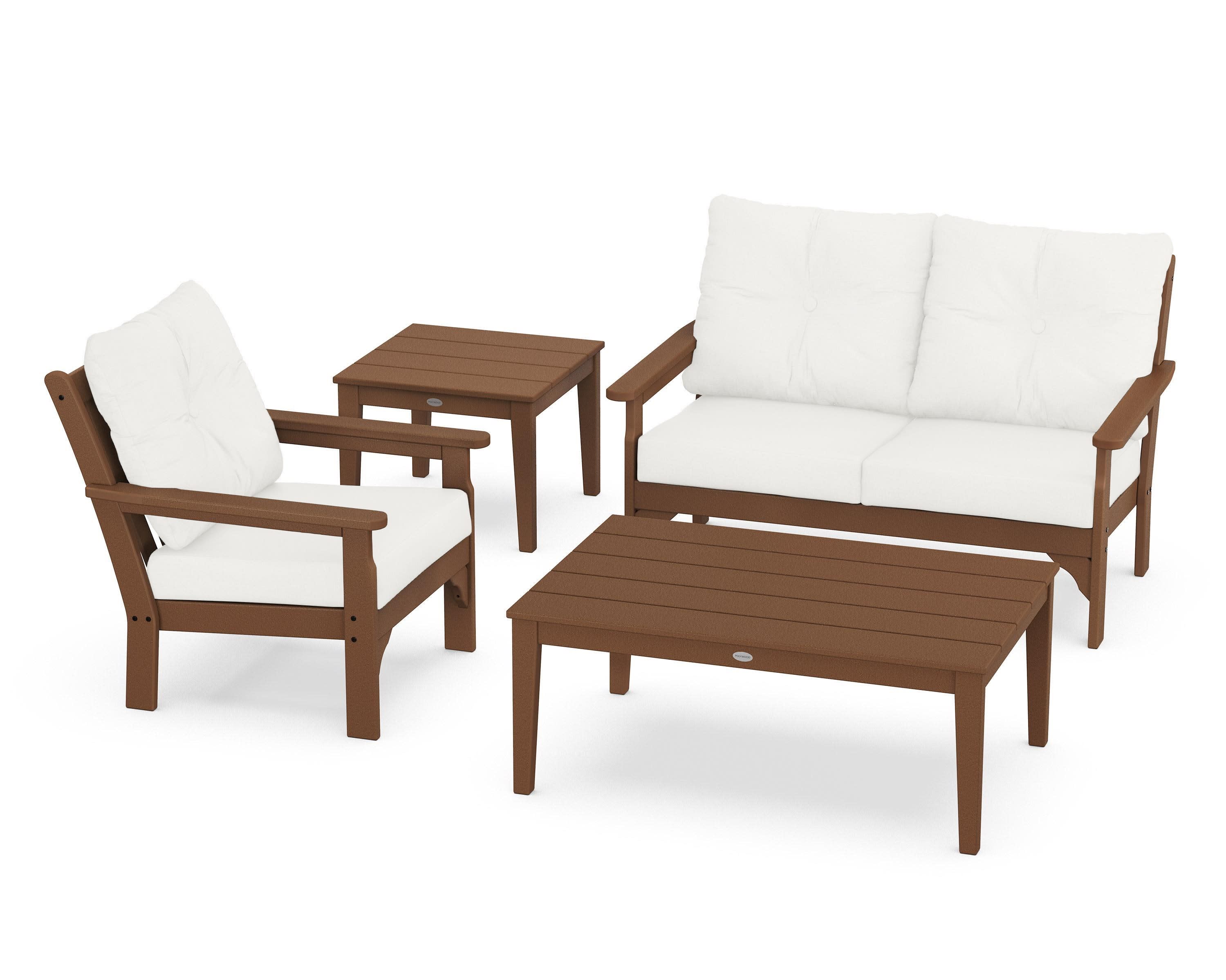 Vineyard 4-Piece Deep Seating Set in Teak / Natural Linen