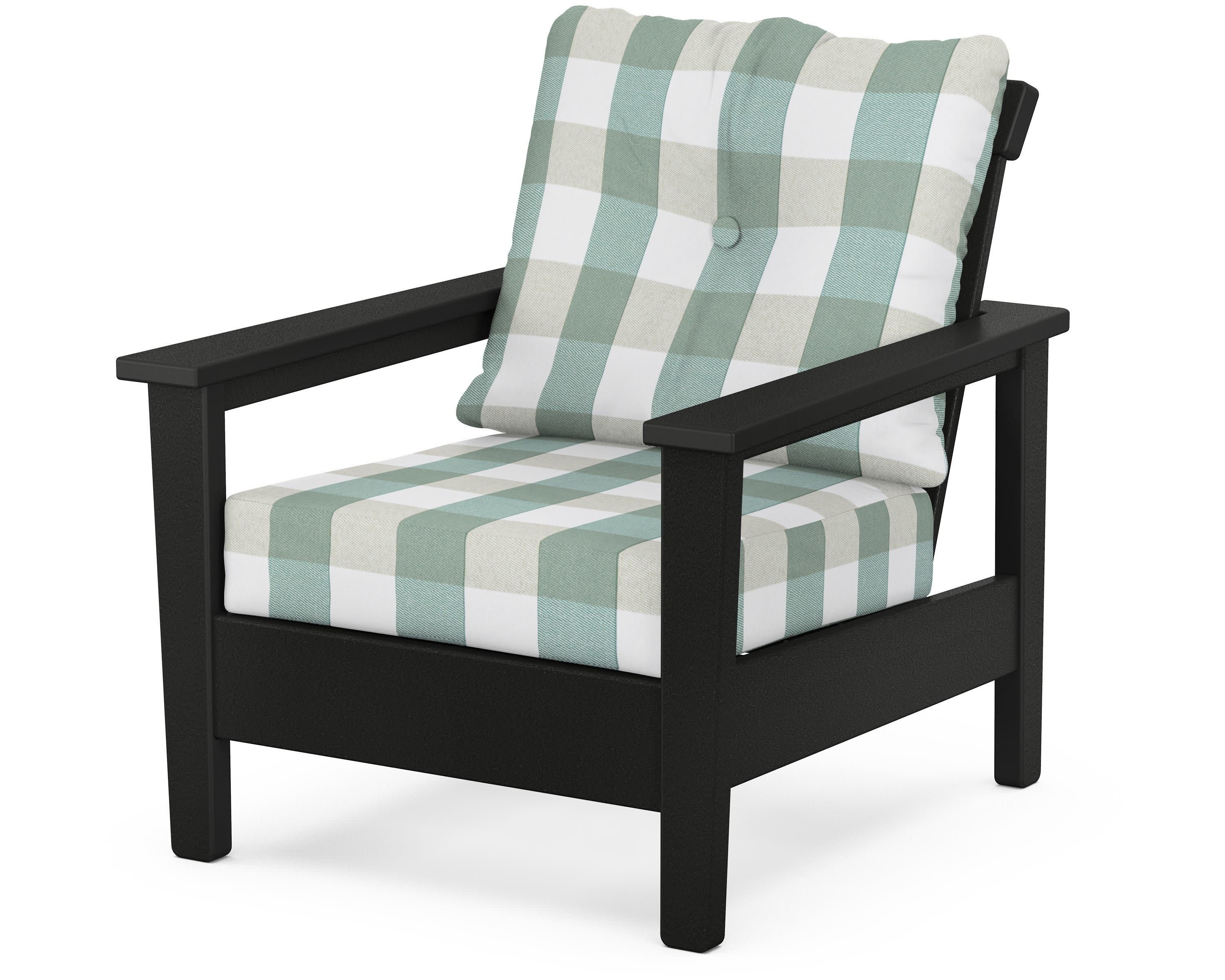 Prescott Deep Seating Chair in Black / Buffalo Plaid Glacier Spa