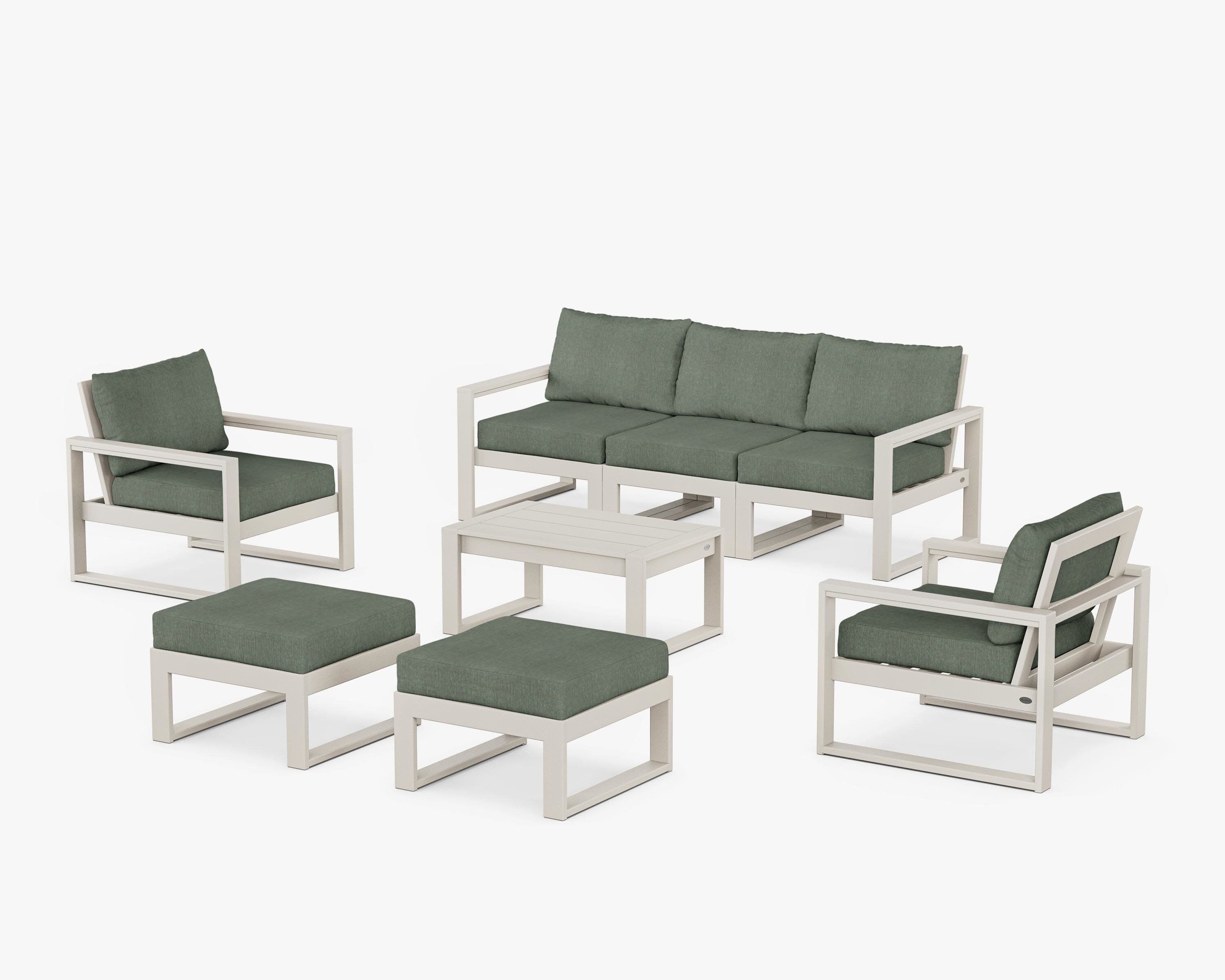 EDGE Sectional 8-Piece Lounge Sofa Set in Sand / Cast Sage
