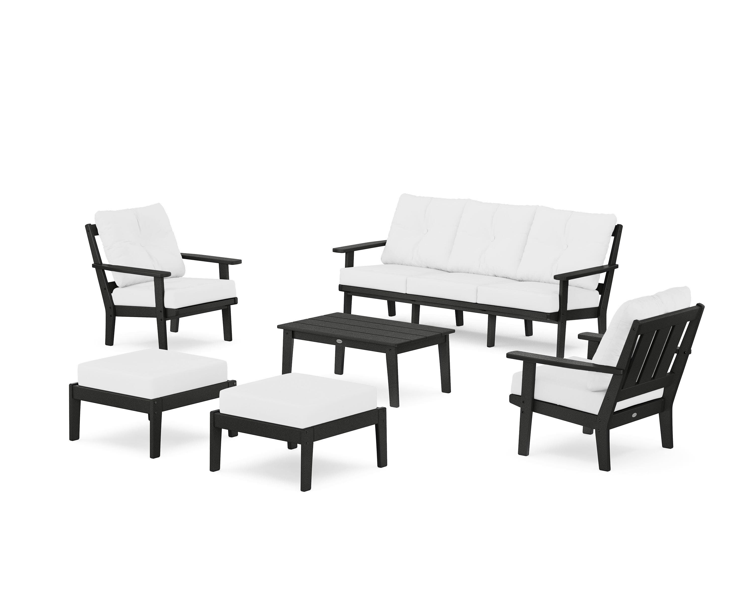 Oxford 6-Piece Lounge Sofa Set in Black / Natural