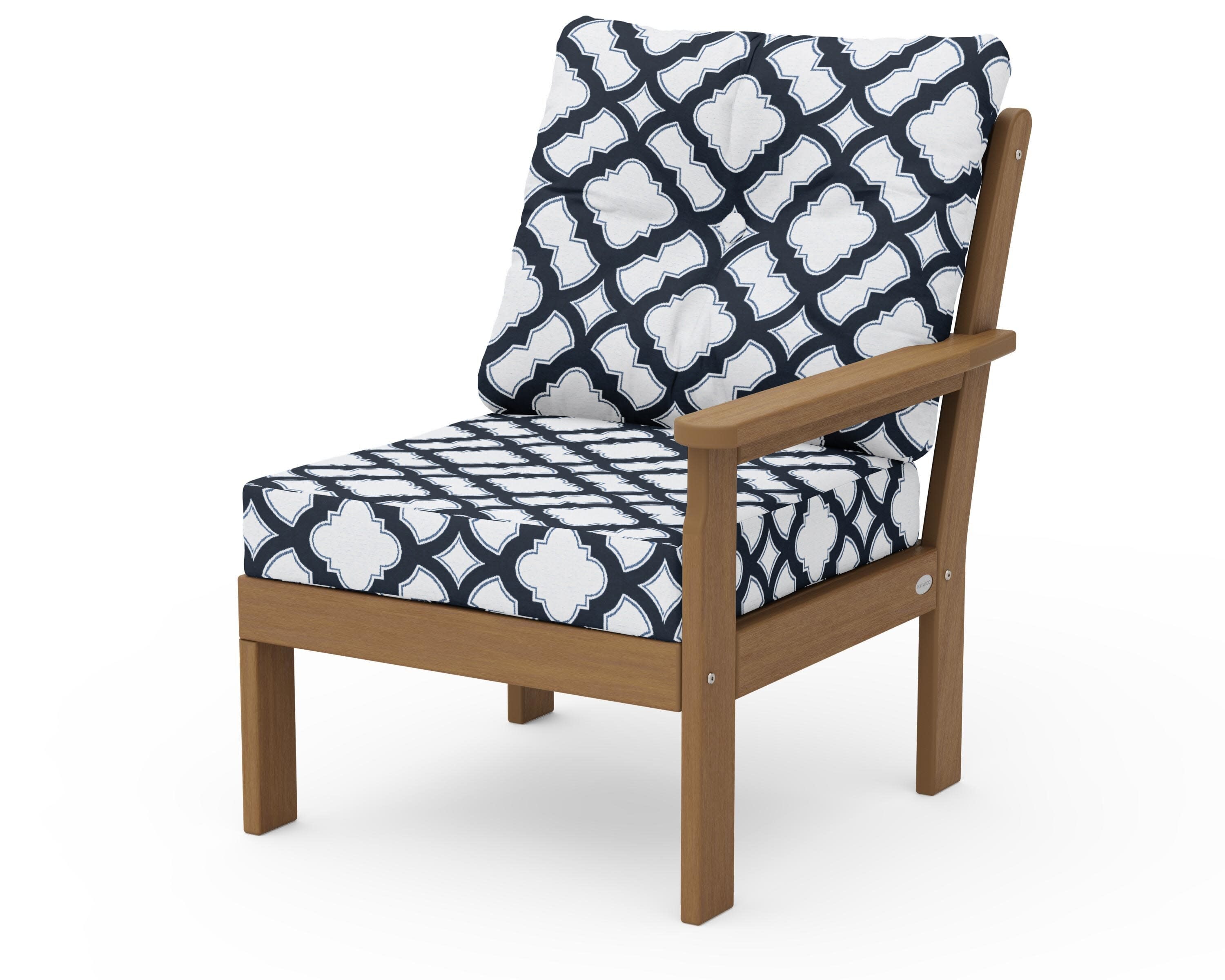 Vineyard Modular Right Arm Chair in Natural / Trellis Marine Indigo