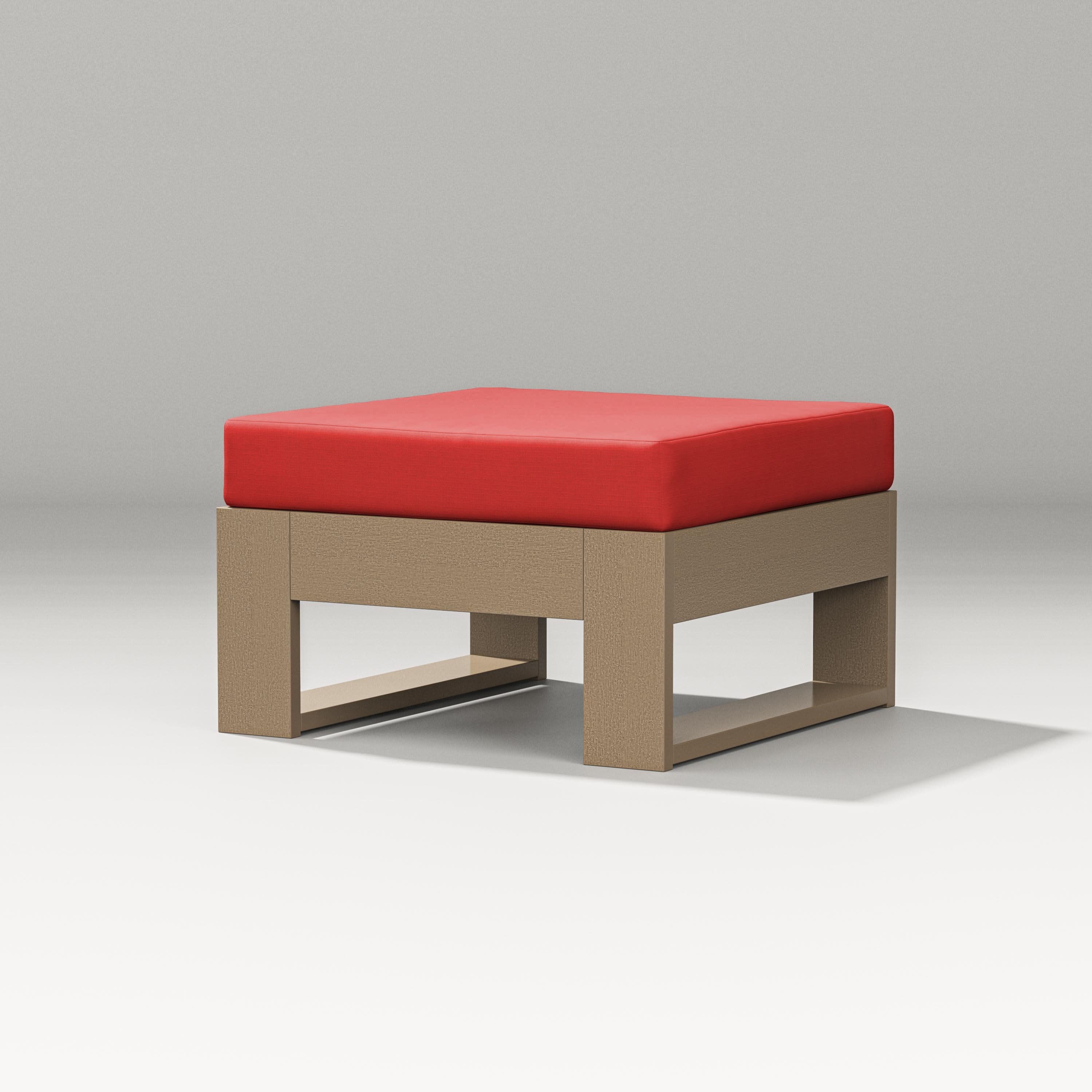 Latitude Lounge Ottoman in Vintage Sahara / Crimson Linen