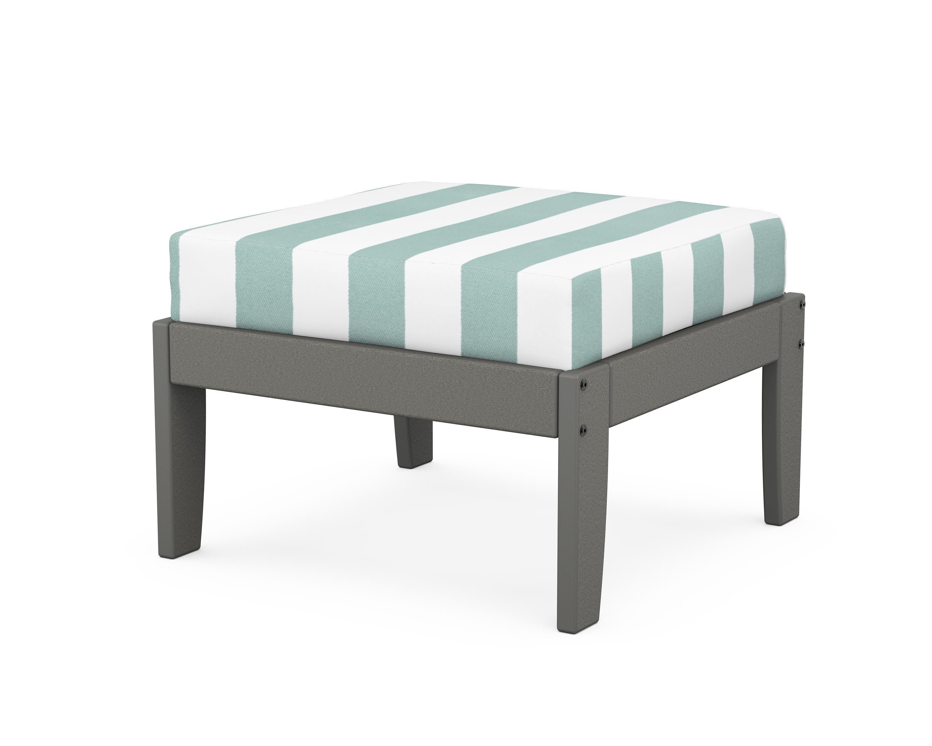 Modular Ottoman - Classic in Slate Grey / Cabana Stripe Glacier Spa
