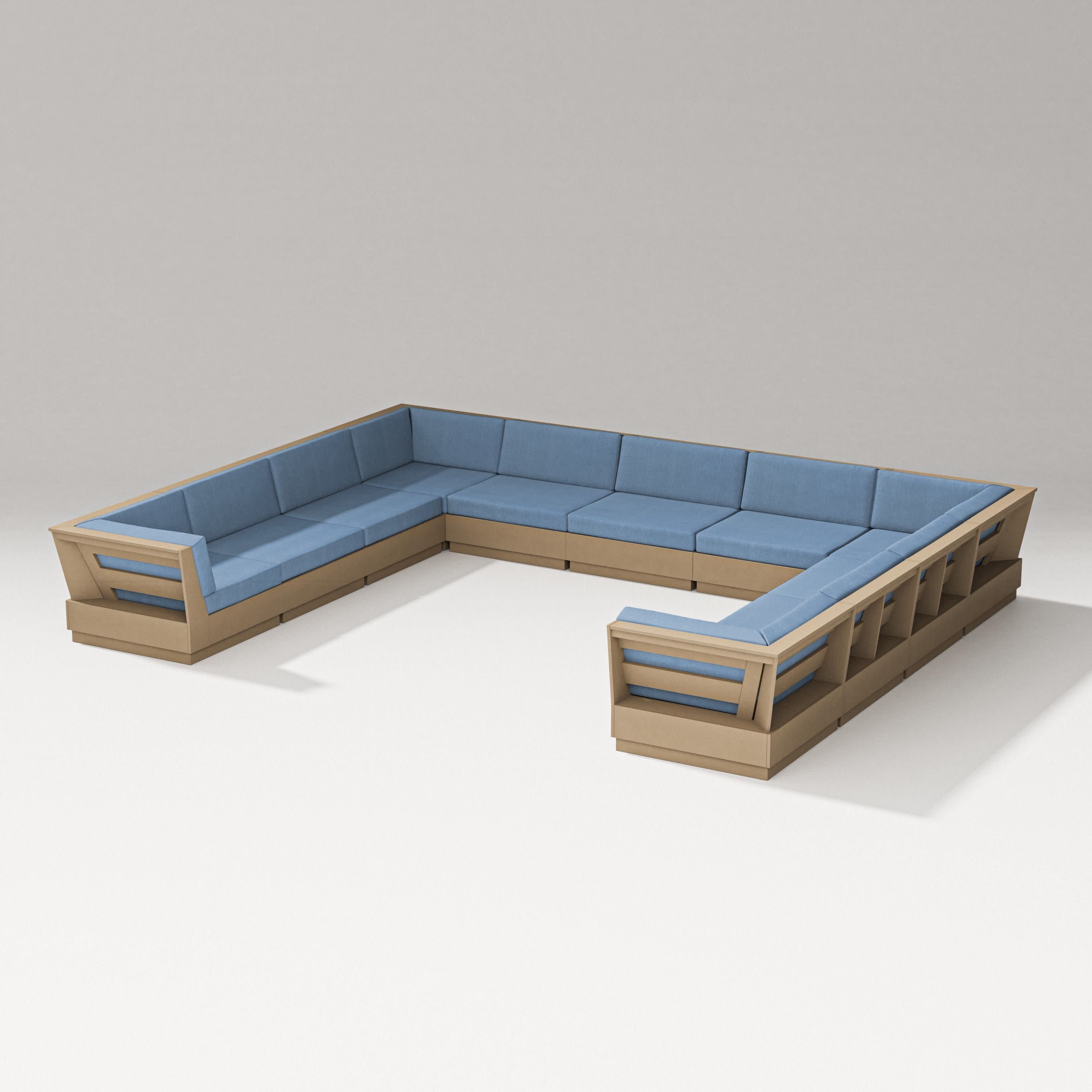 Elevate Large U-Shaped Sectional in Vintage Sahara / Sky Blue