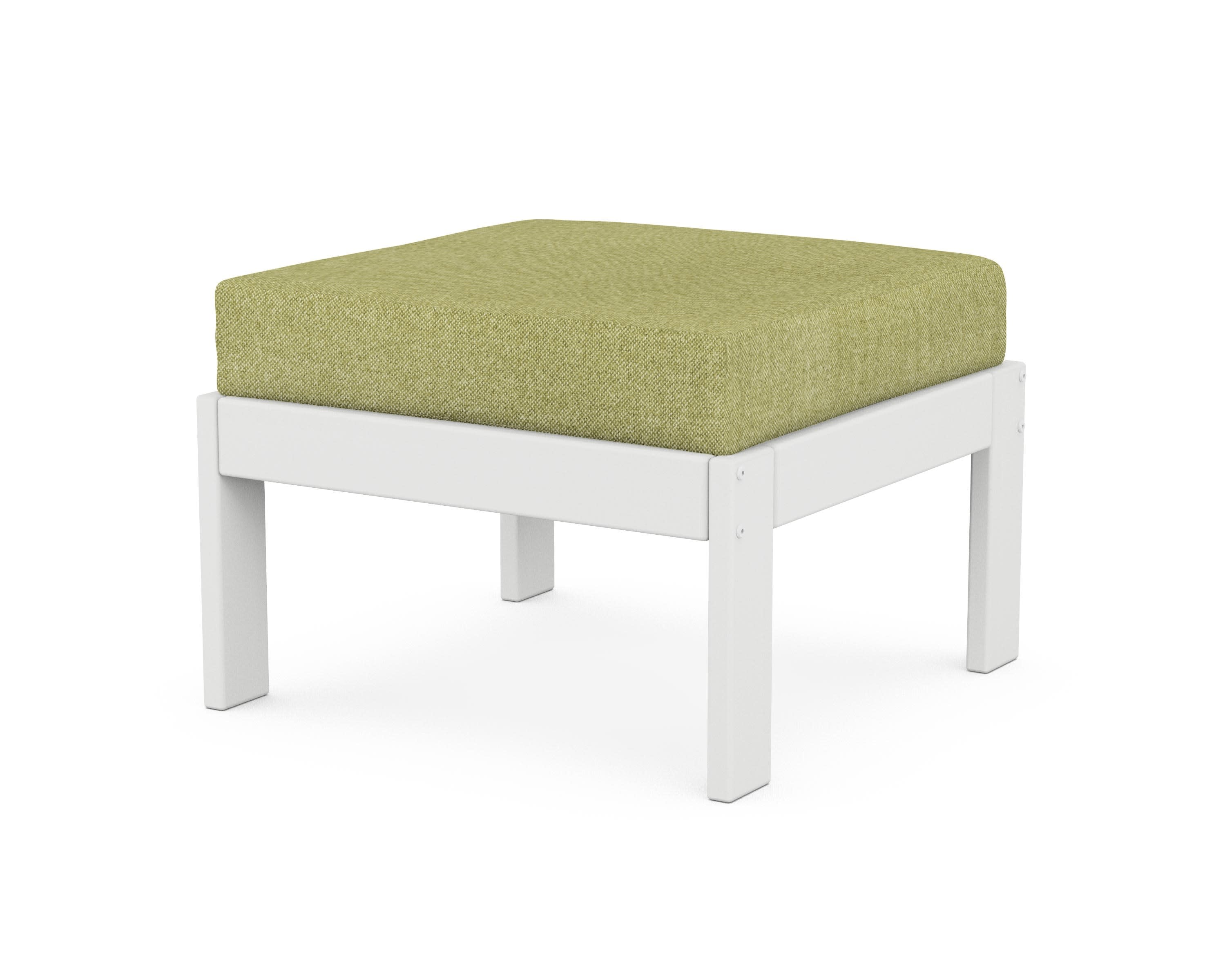 Vineyard Modular Ottoman in White / Chartreuse Boucle