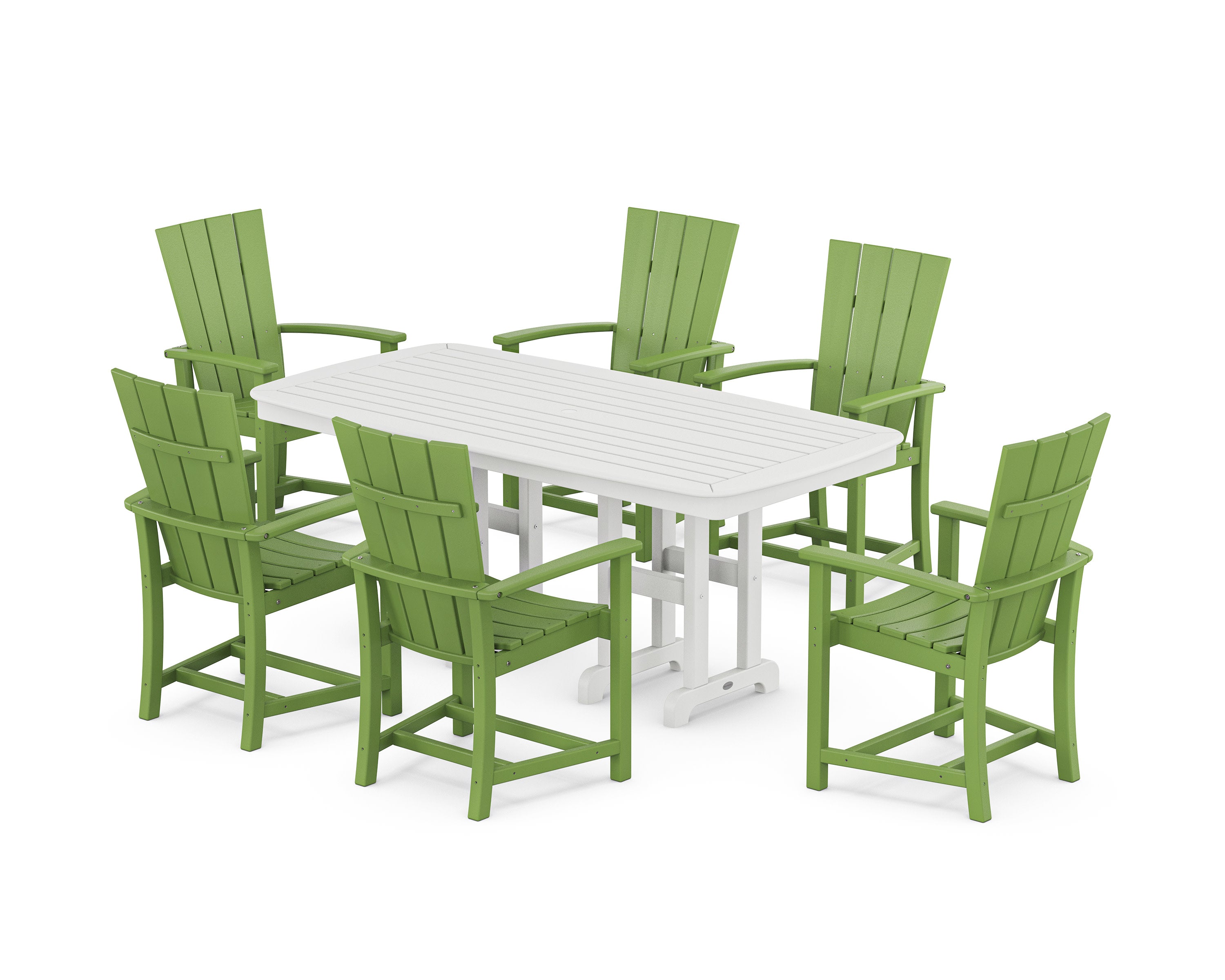 Quattro 7-Piece Dining Set in Lime / White