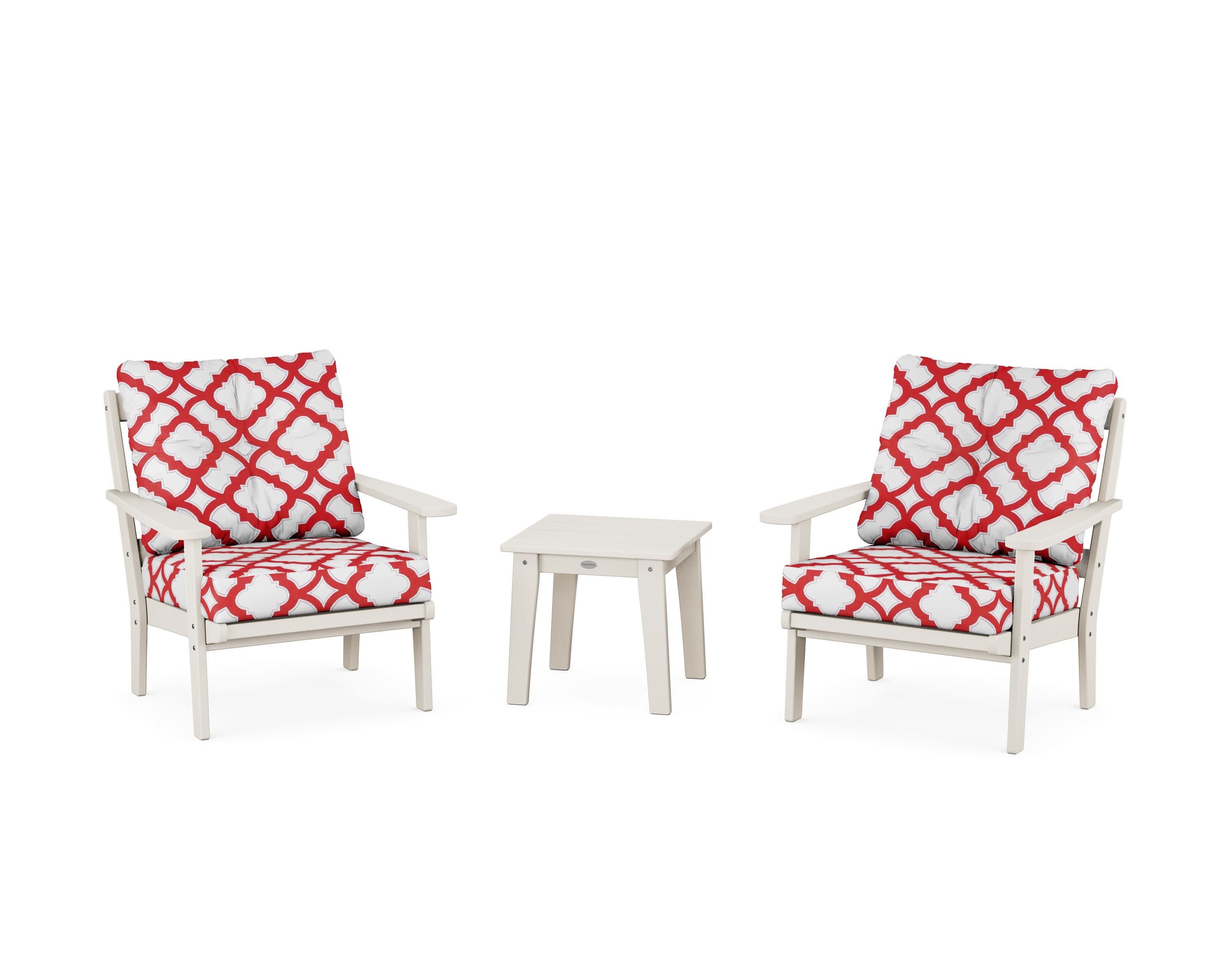 Mission 3-Piece Deep Seating Set in Sand / Trellis Crimson