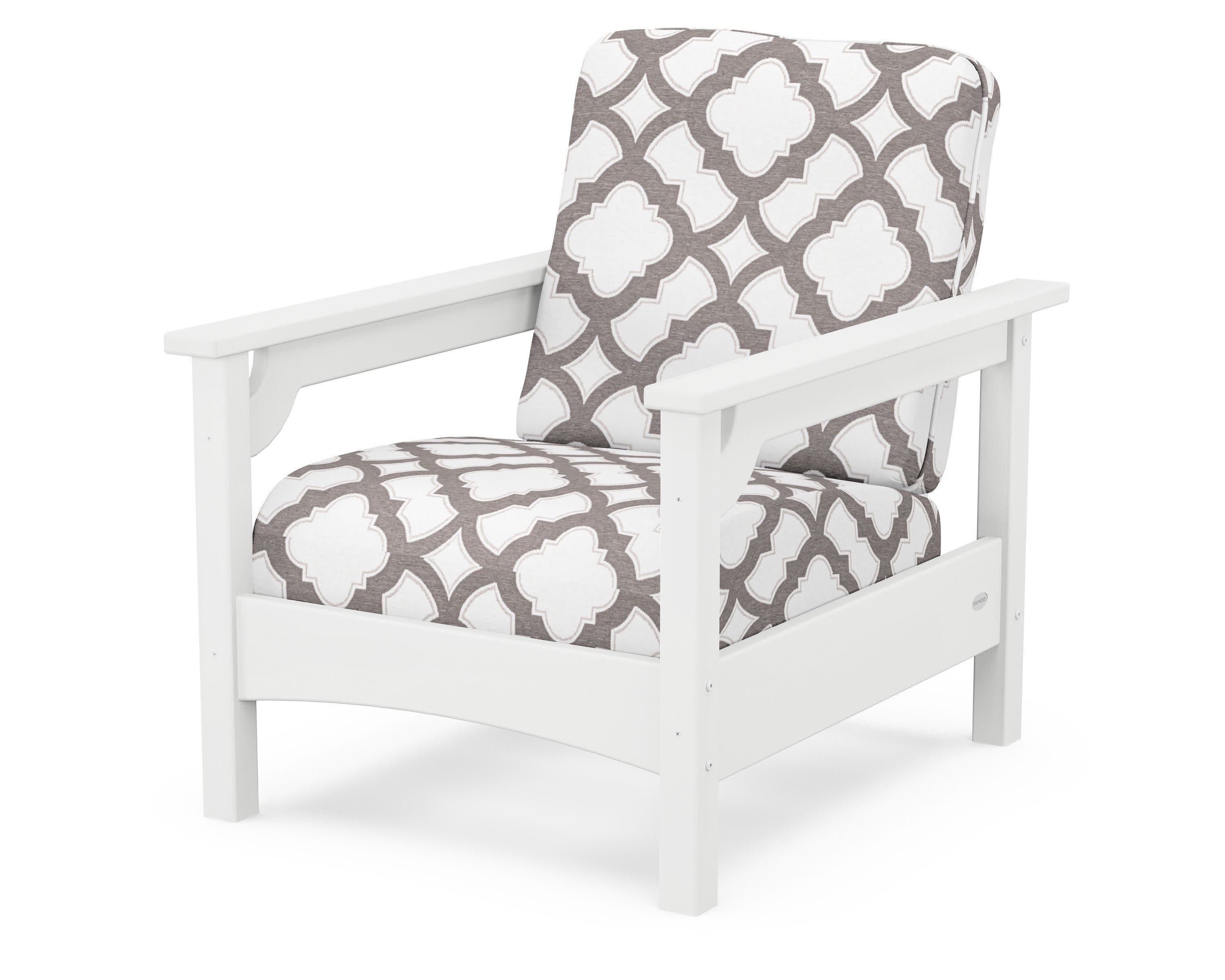 Club Chair in White / Trellis Grey Mist
