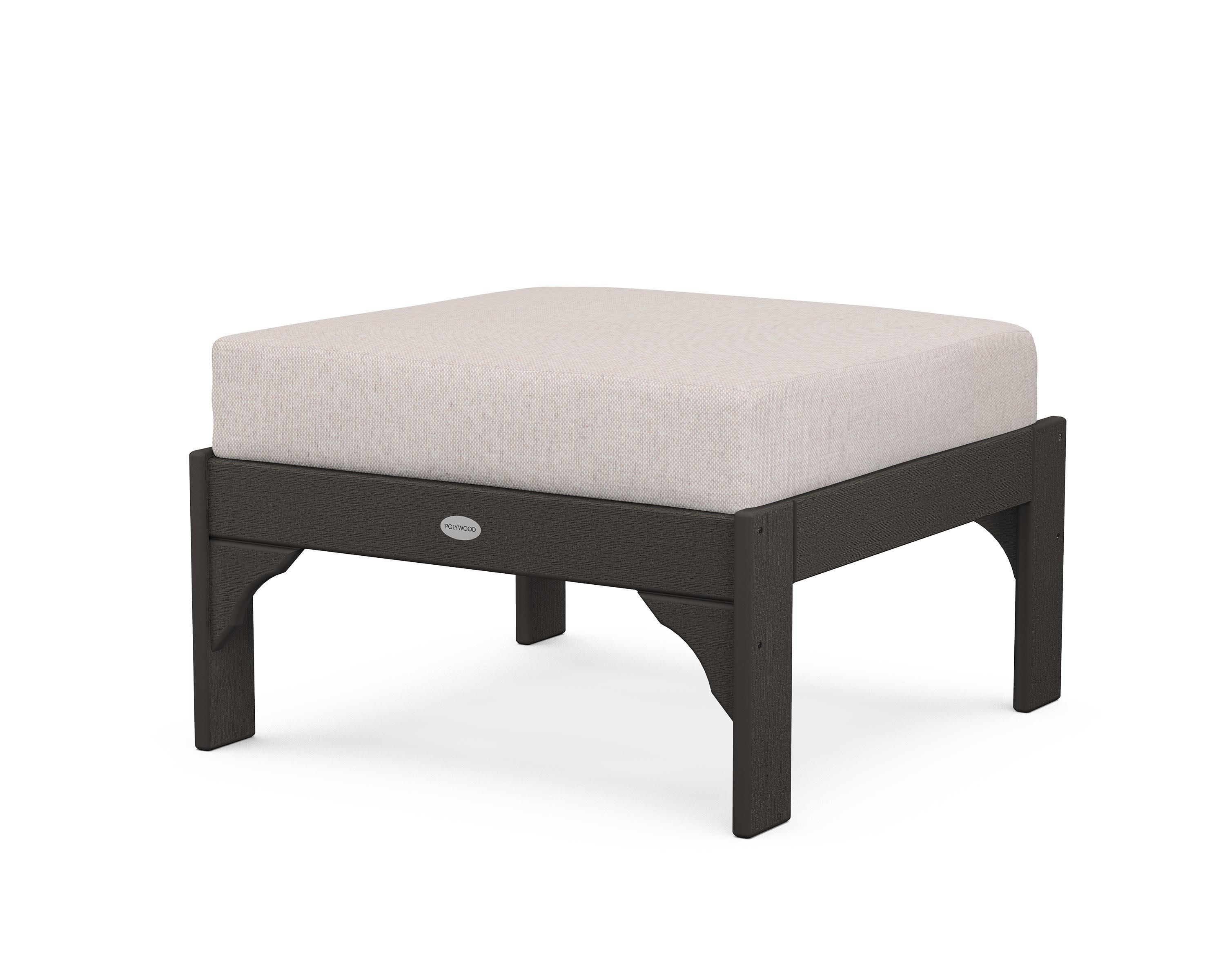 Vineyard Deep Seating Ottoman in Vintage Coffee / Dune Burlap