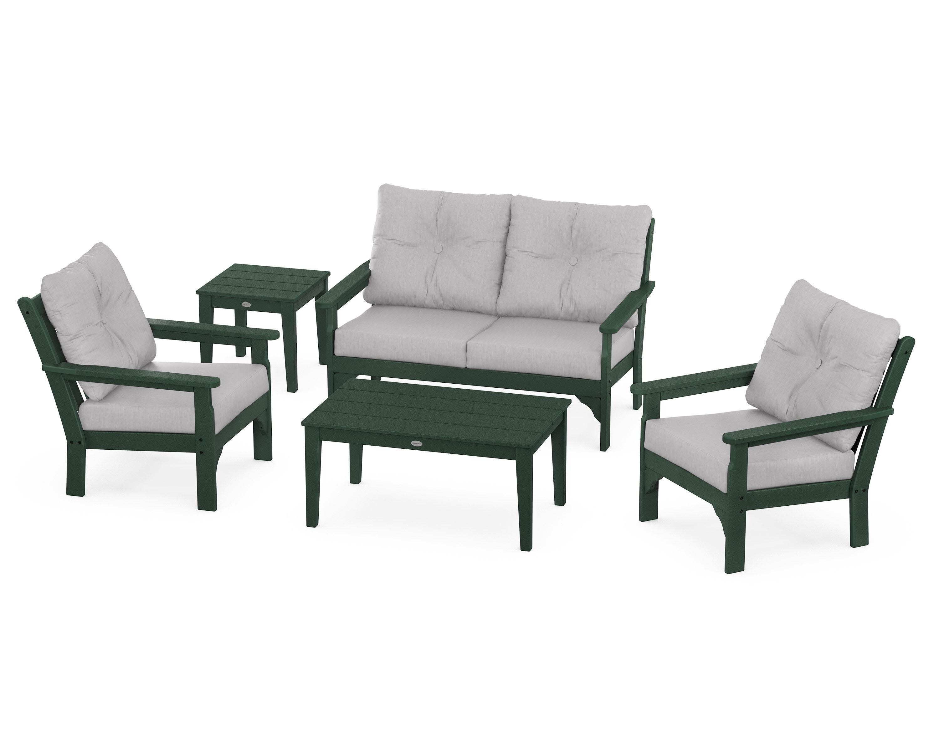 Vineyard 5-Piece Deep Seating Set in Green / Granite