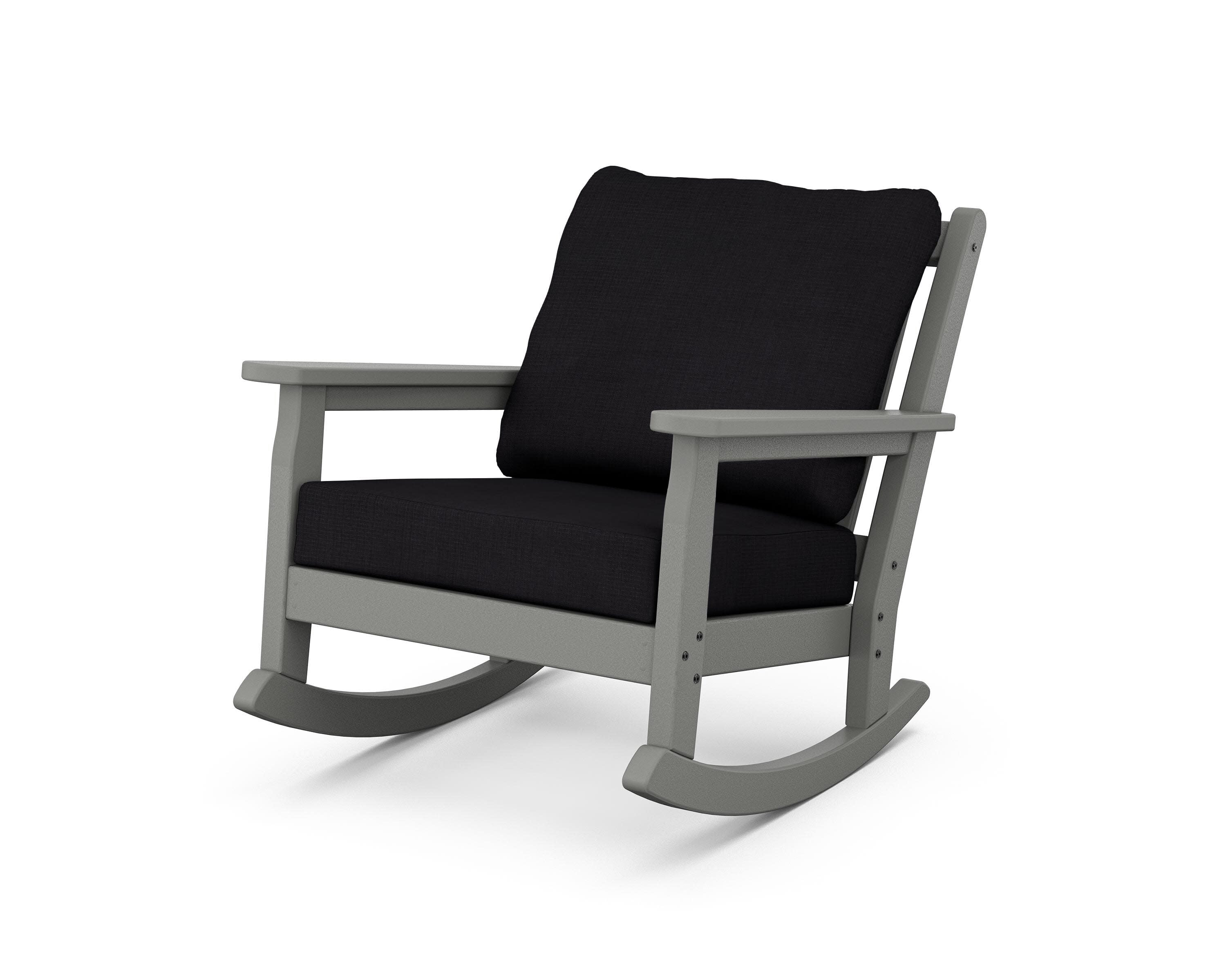 Chippendale Deep Seating Rocking Chair in Slate Grey / Midnight Linen
