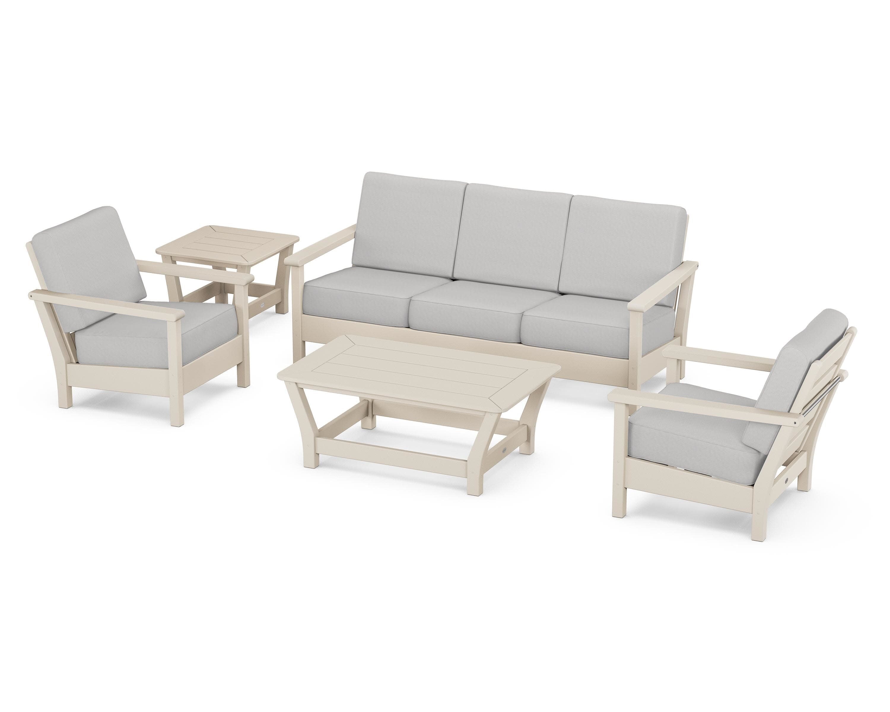 Harbour 5-Piece Deep Seating Set in Sand / Diamond in the Rough