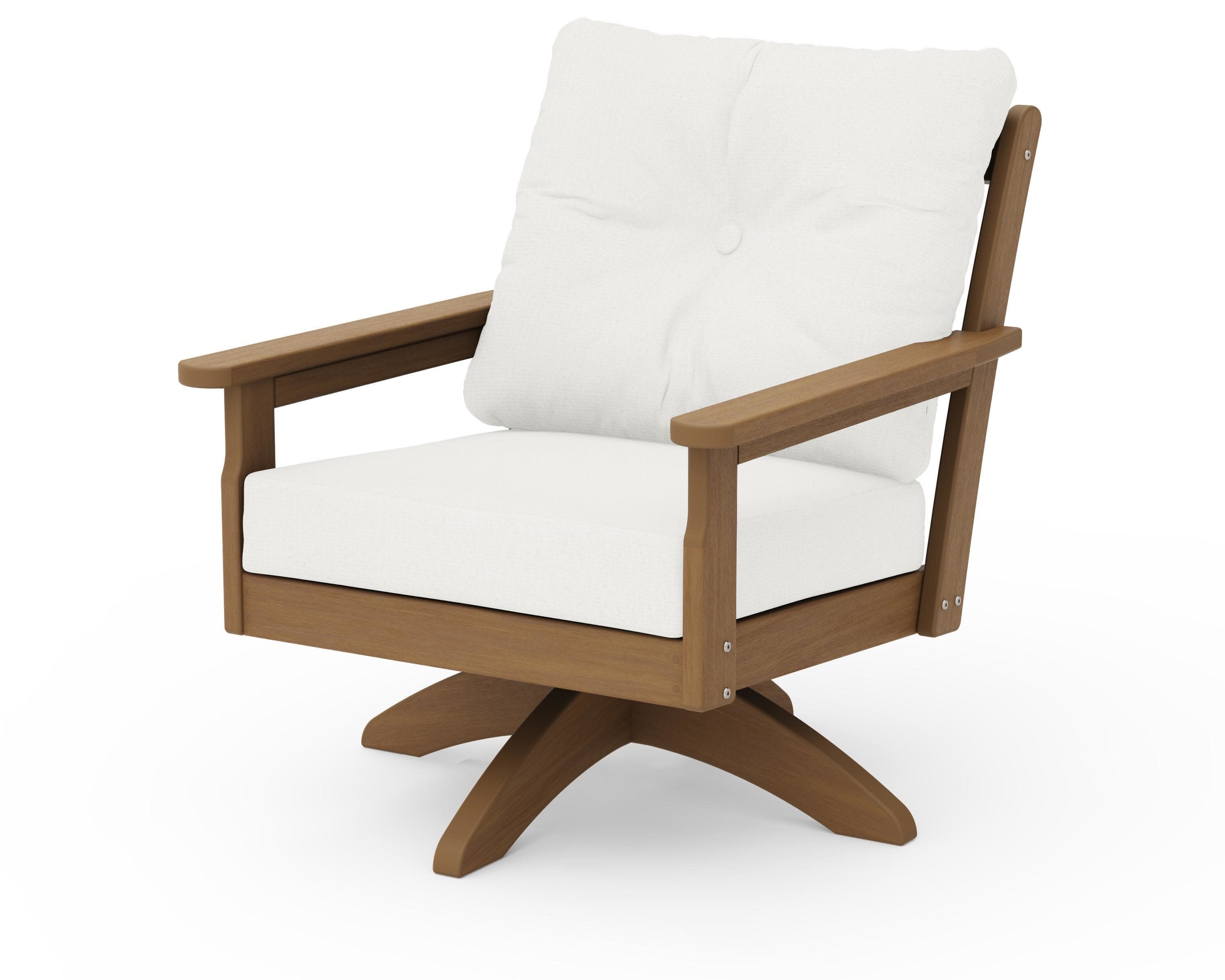 Vineyard Deep Seating Swivel Chair in Natural / Natural Linen