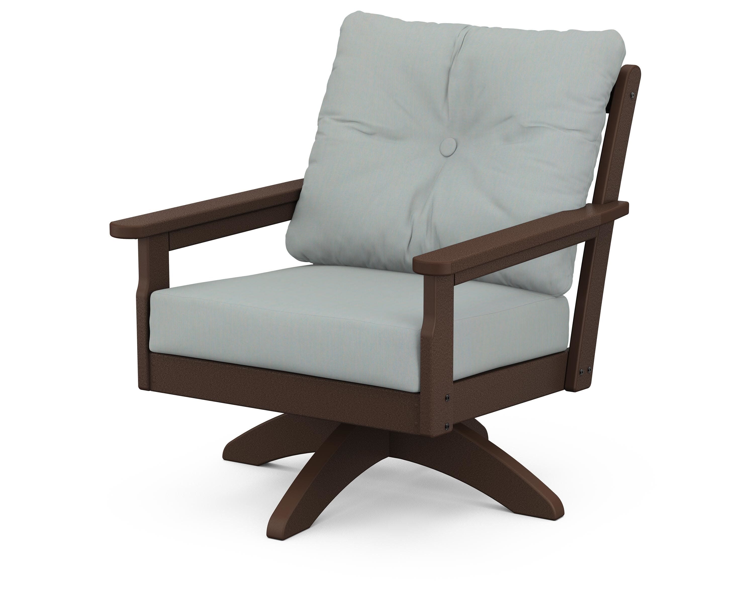 Vineyard Deep Seating Swivel Chair in Mahogany / Spa
