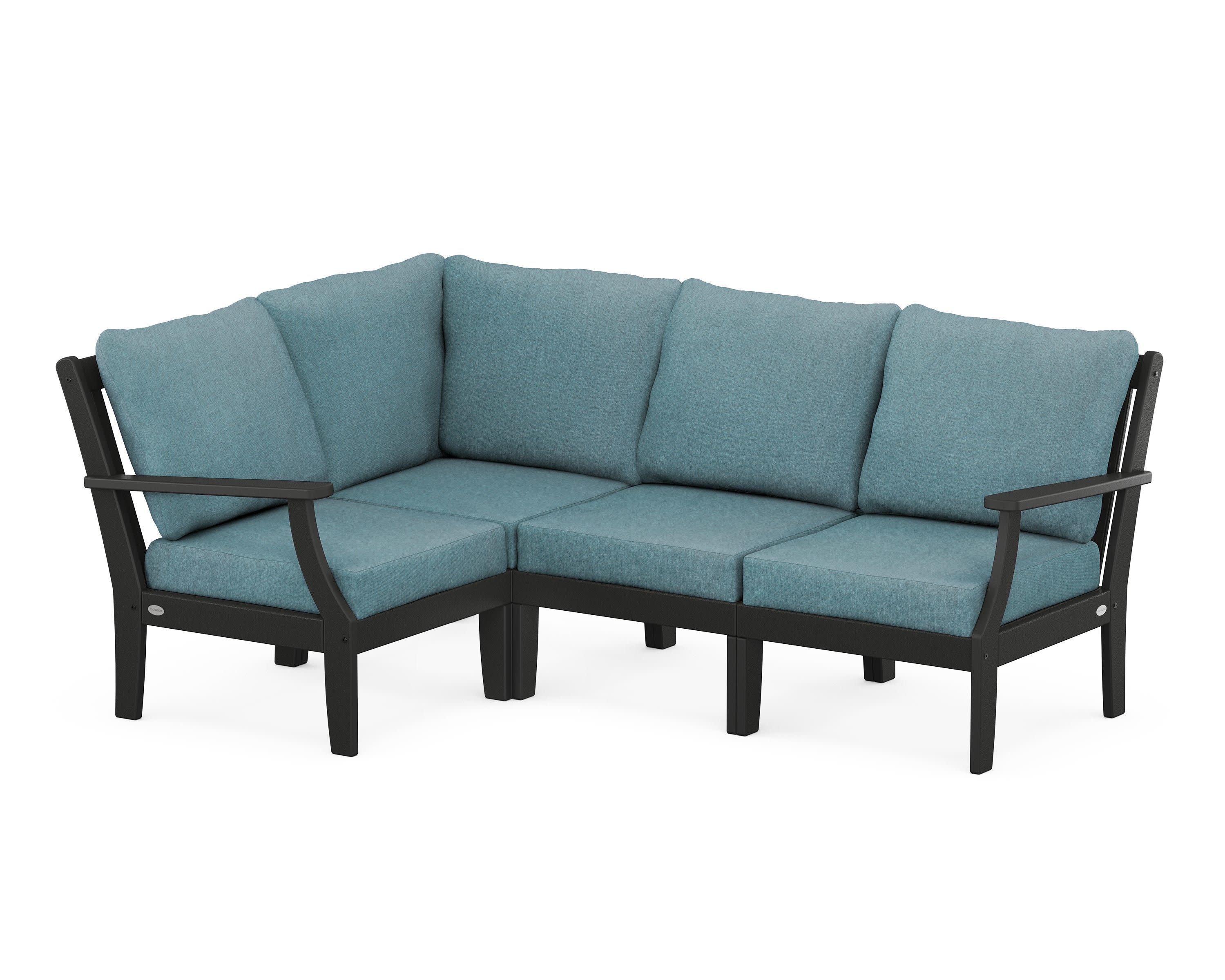 Braxton Modular 4-Piece Deep Seating Set in Black / Ocean Teal