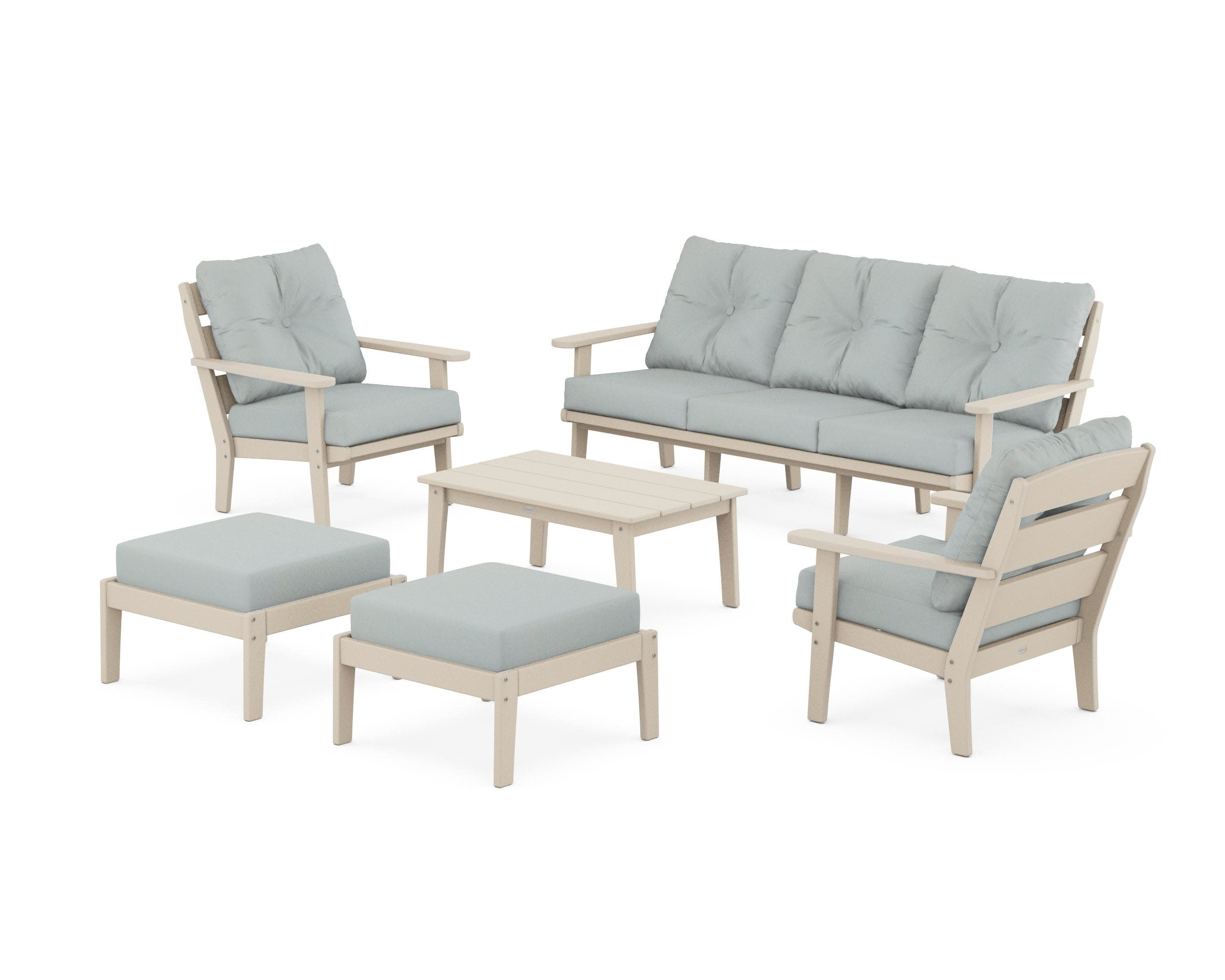 Lakeside 6-Piece Lounge Sofa Set in Sand / Spa
