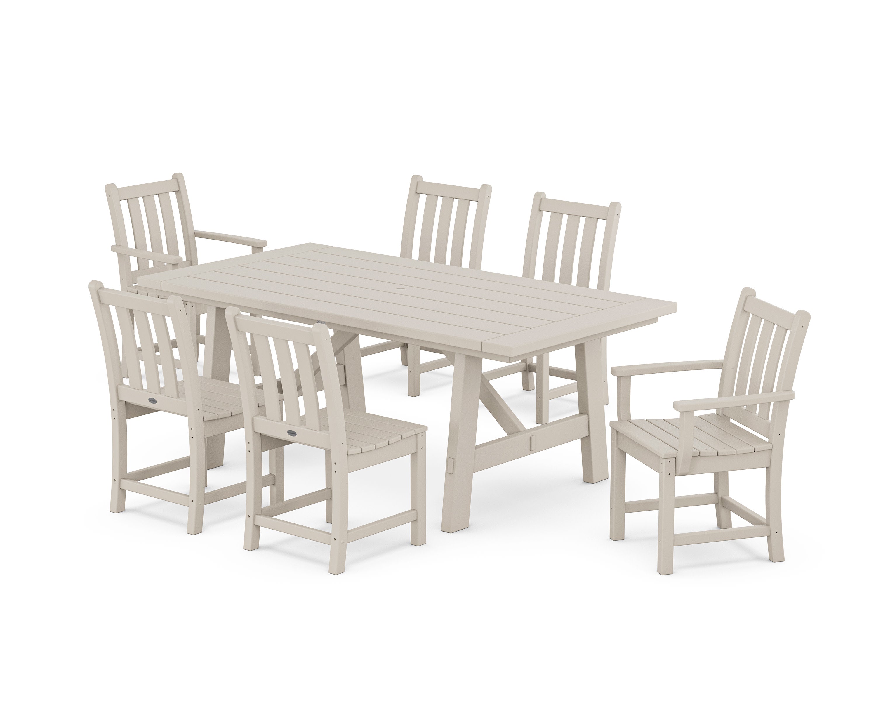 Traditional Garden 7-Piece Rustic Farmhouse Dining Set in Sand