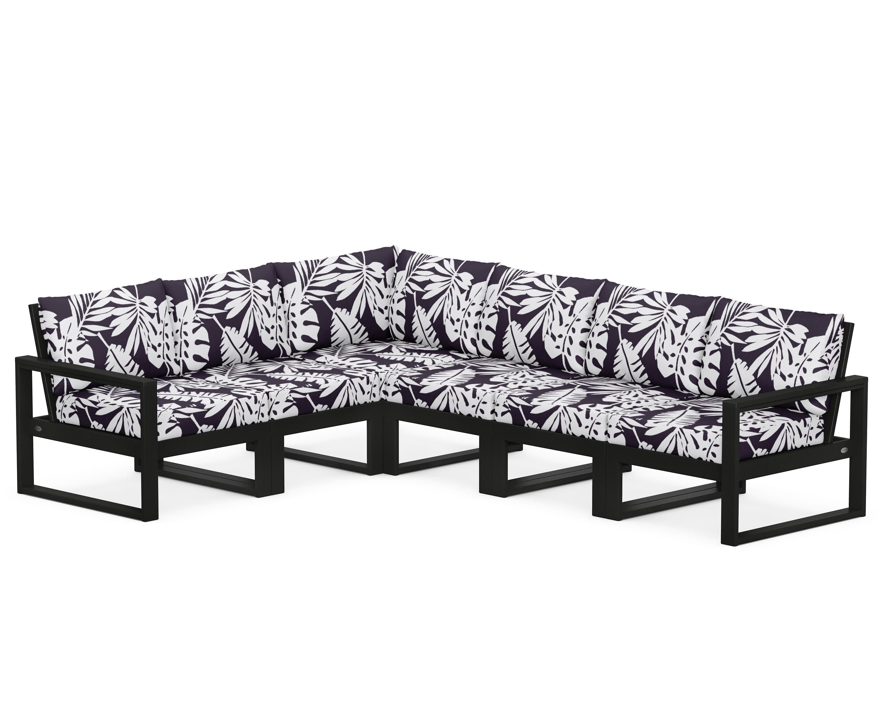 EDGE 6-Piece Modular Deep Seating Set in Black / Leaf Navy