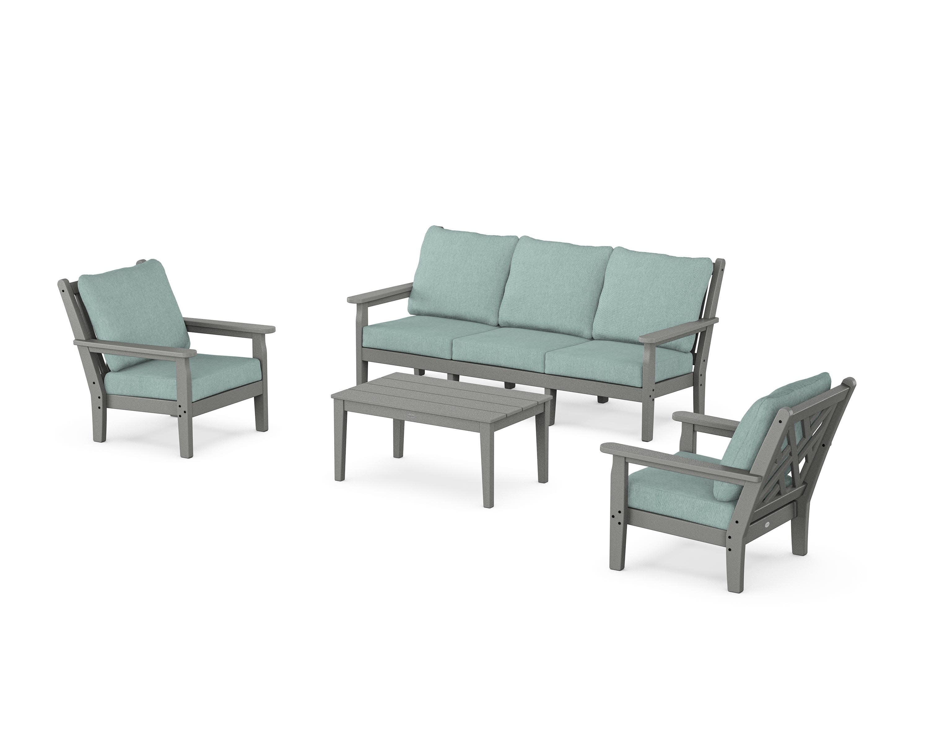 Chippendale 4-Piece Deep Seating Set with Sofa in Slate Grey / Glacier Spa