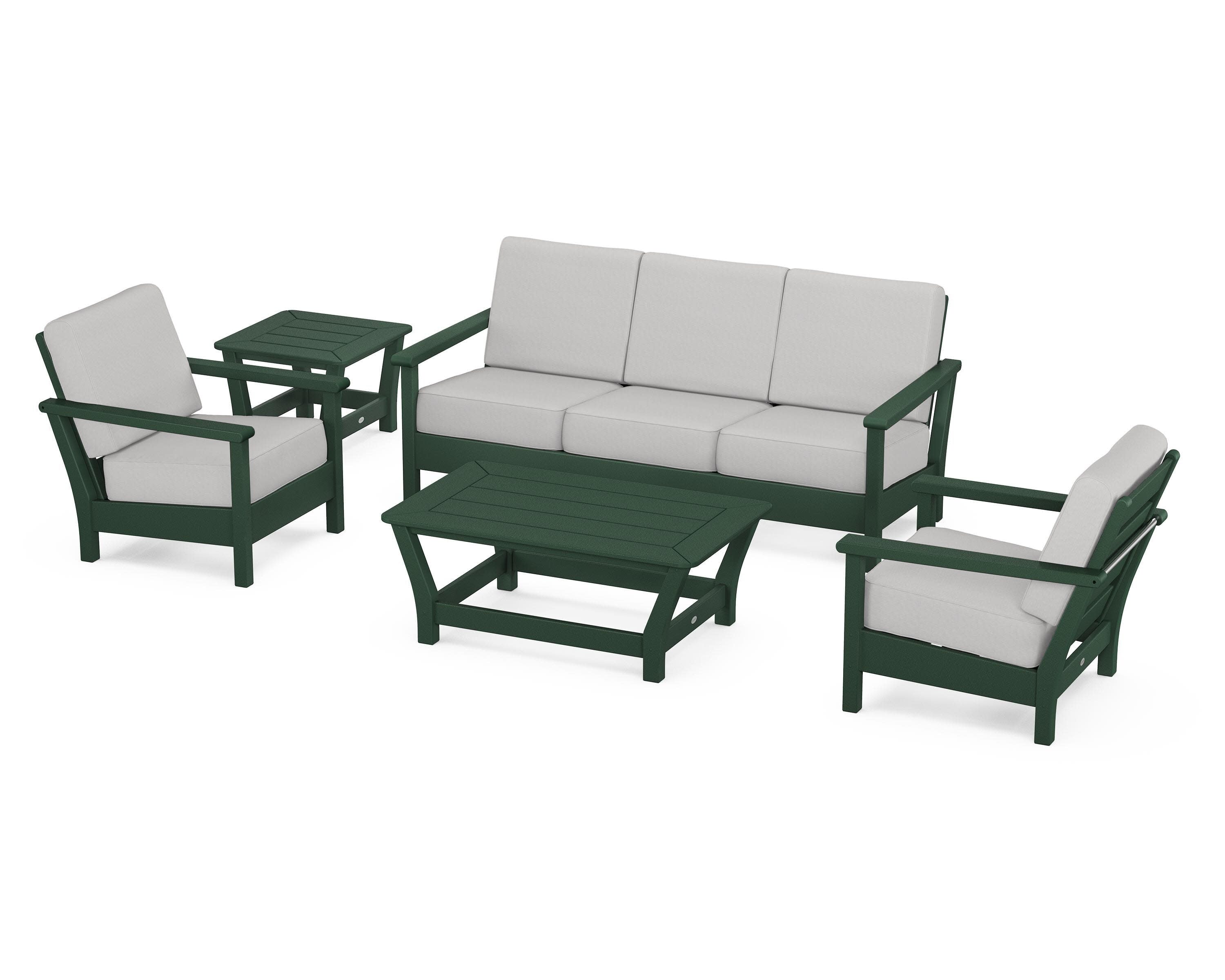 Harbour 5-Piece Deep Seating Set in Green / Diamond in the Rough