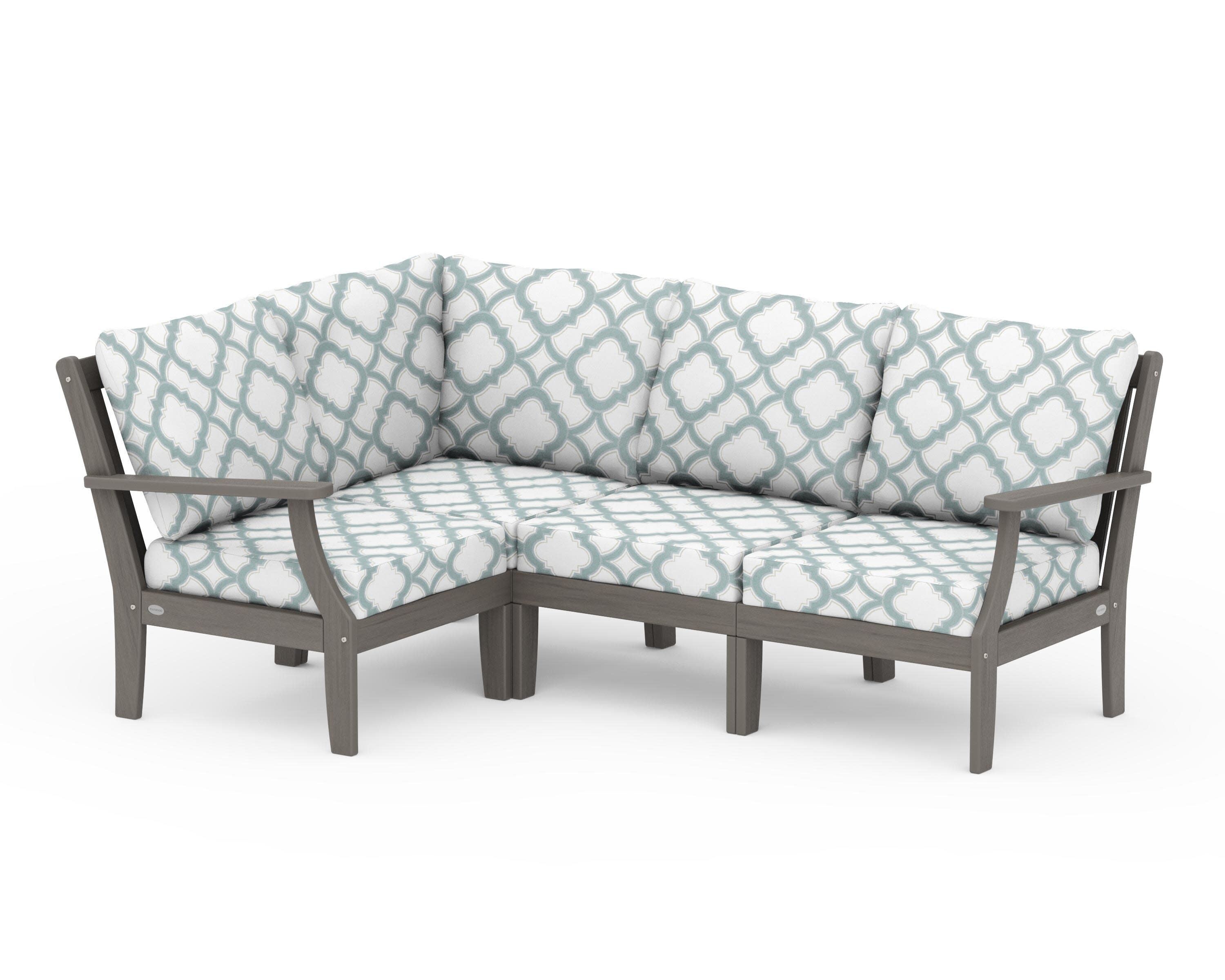 Braxton Modular 4-Piece Deep Seating Set in Driftwood / Trellis Glacier Spa