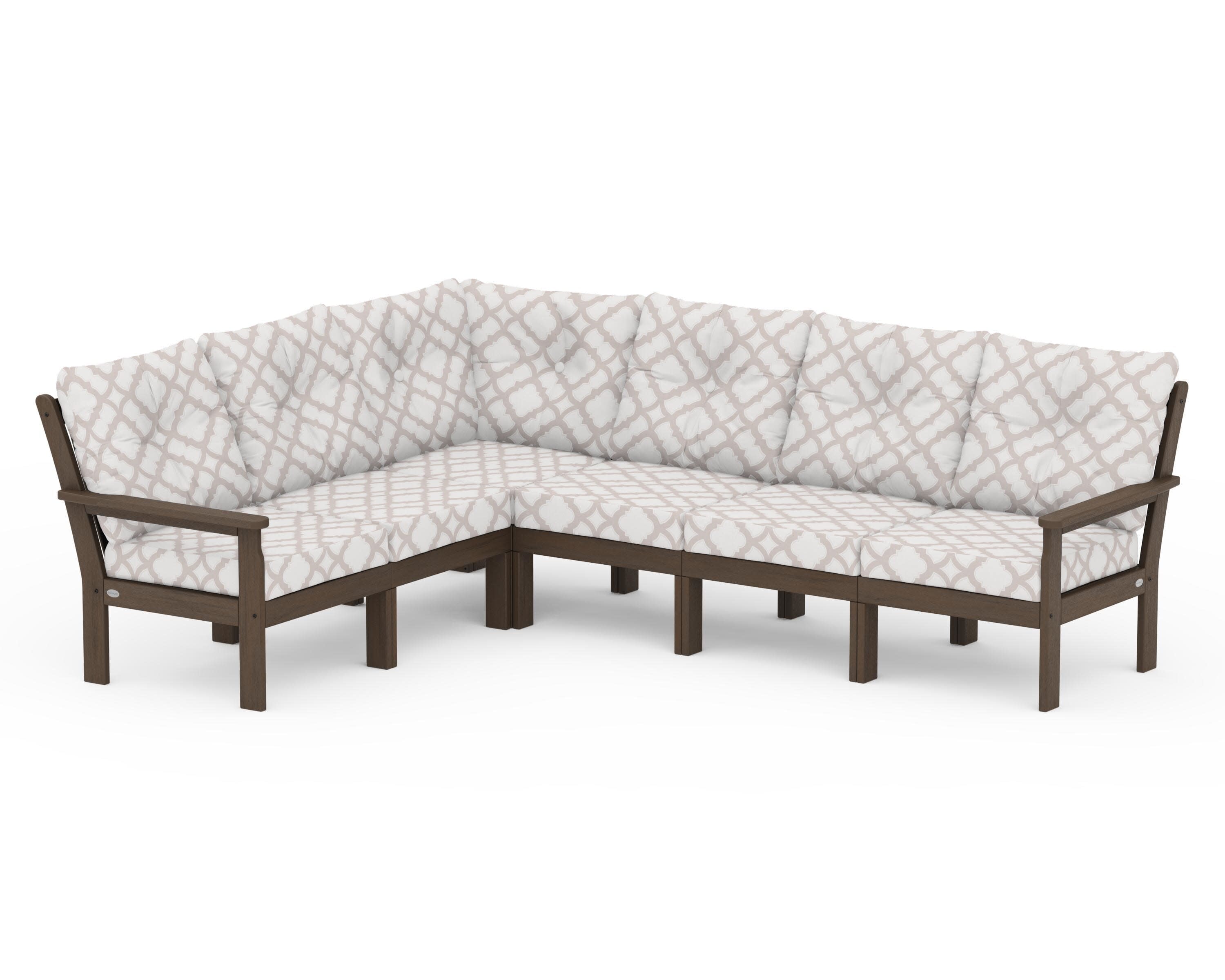 Vineyard 6-Piece Sectional in Kona / Trellis Dune Burlap