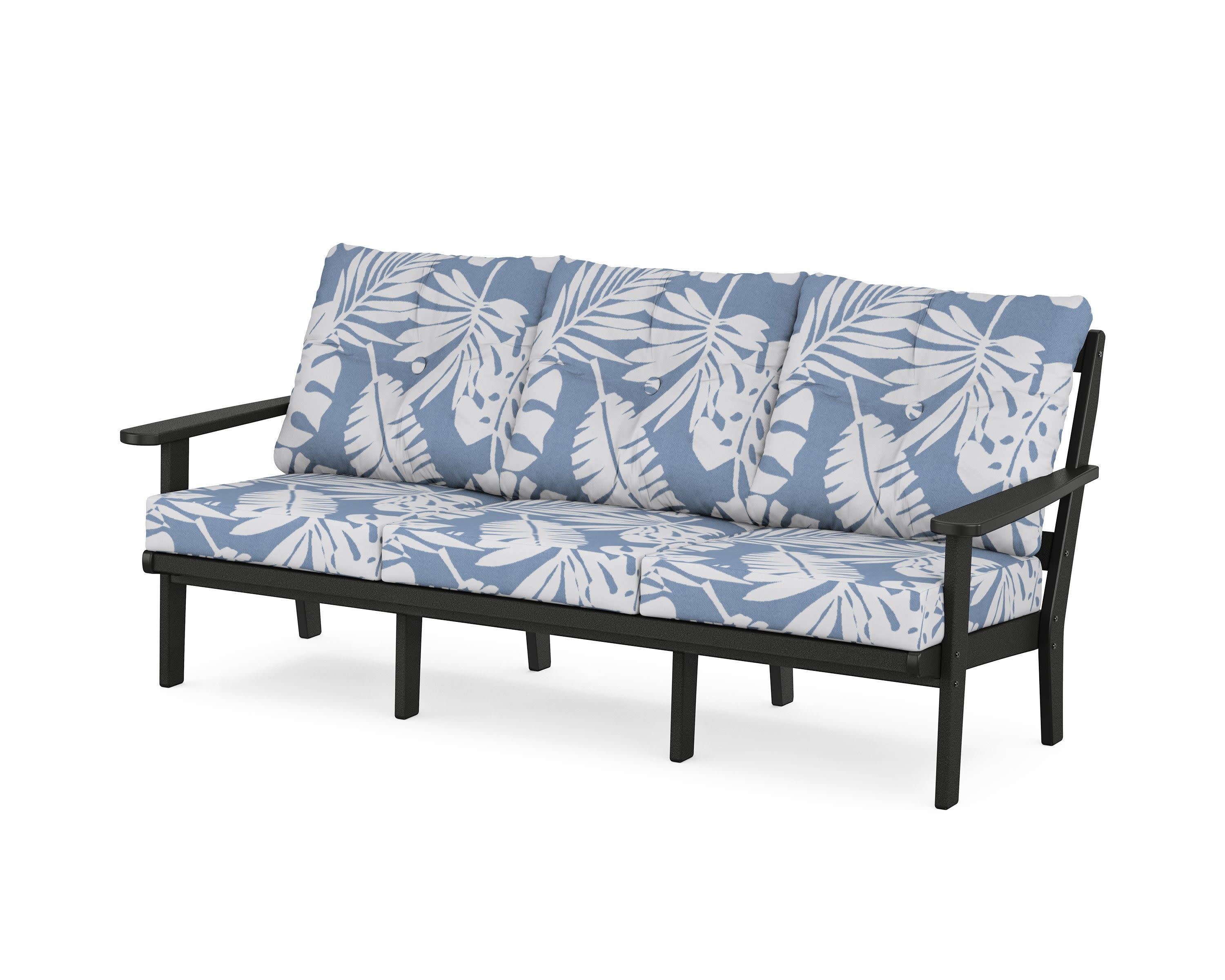 Mission Deep Seating Sofa in Black / Leaf Sky Blue