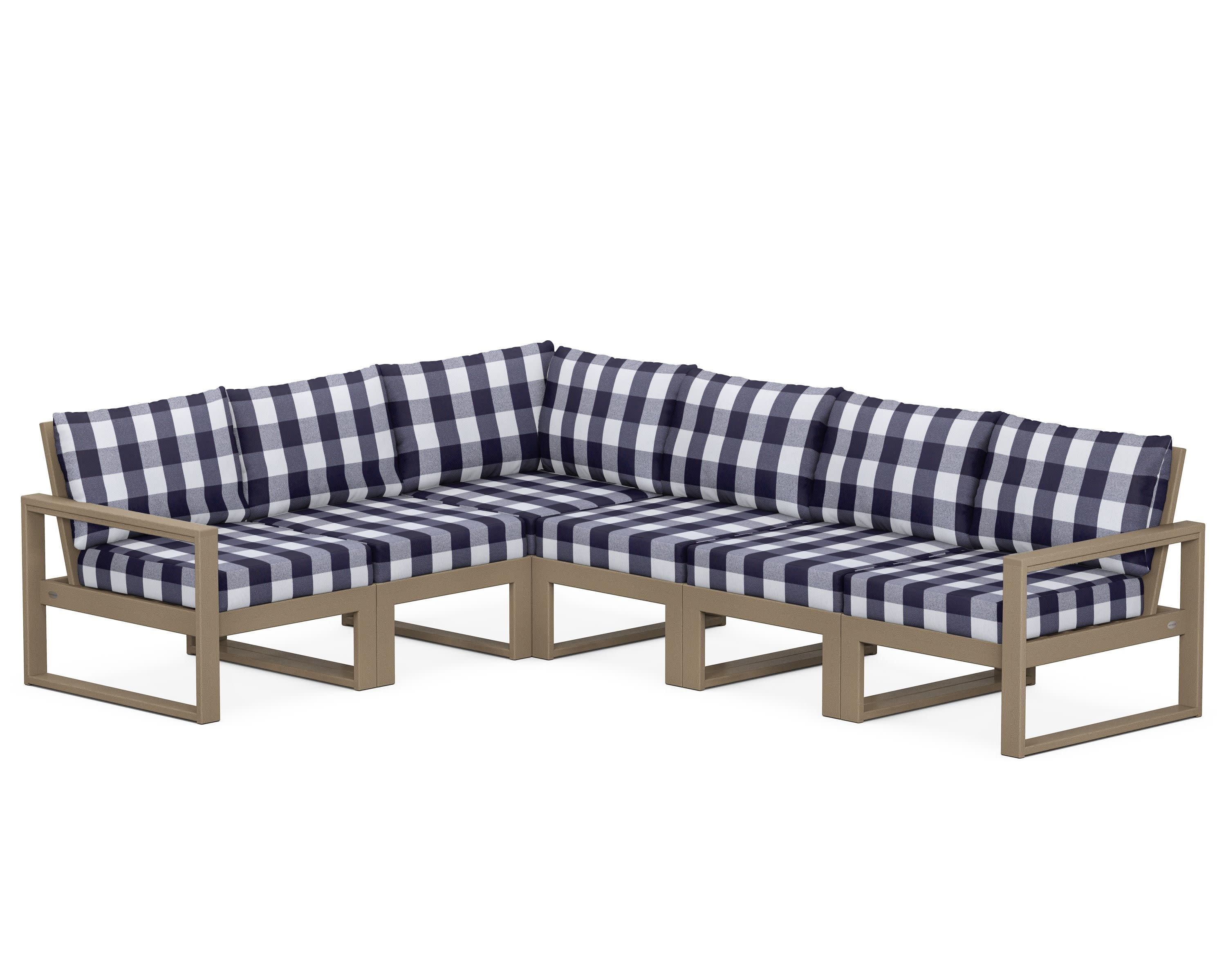 EDGE 6-Piece Modular Deep Seating Set in Vintage Sahara / Buffalo Plaid Navy