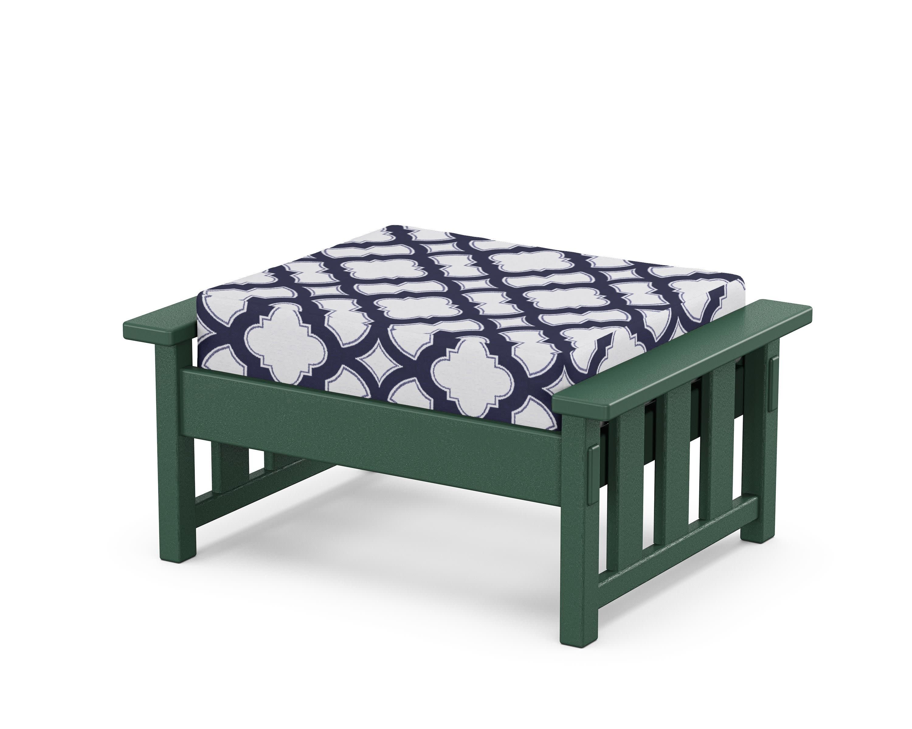 Acadia Deep Seating Ottoman in Green / Trellis Navy