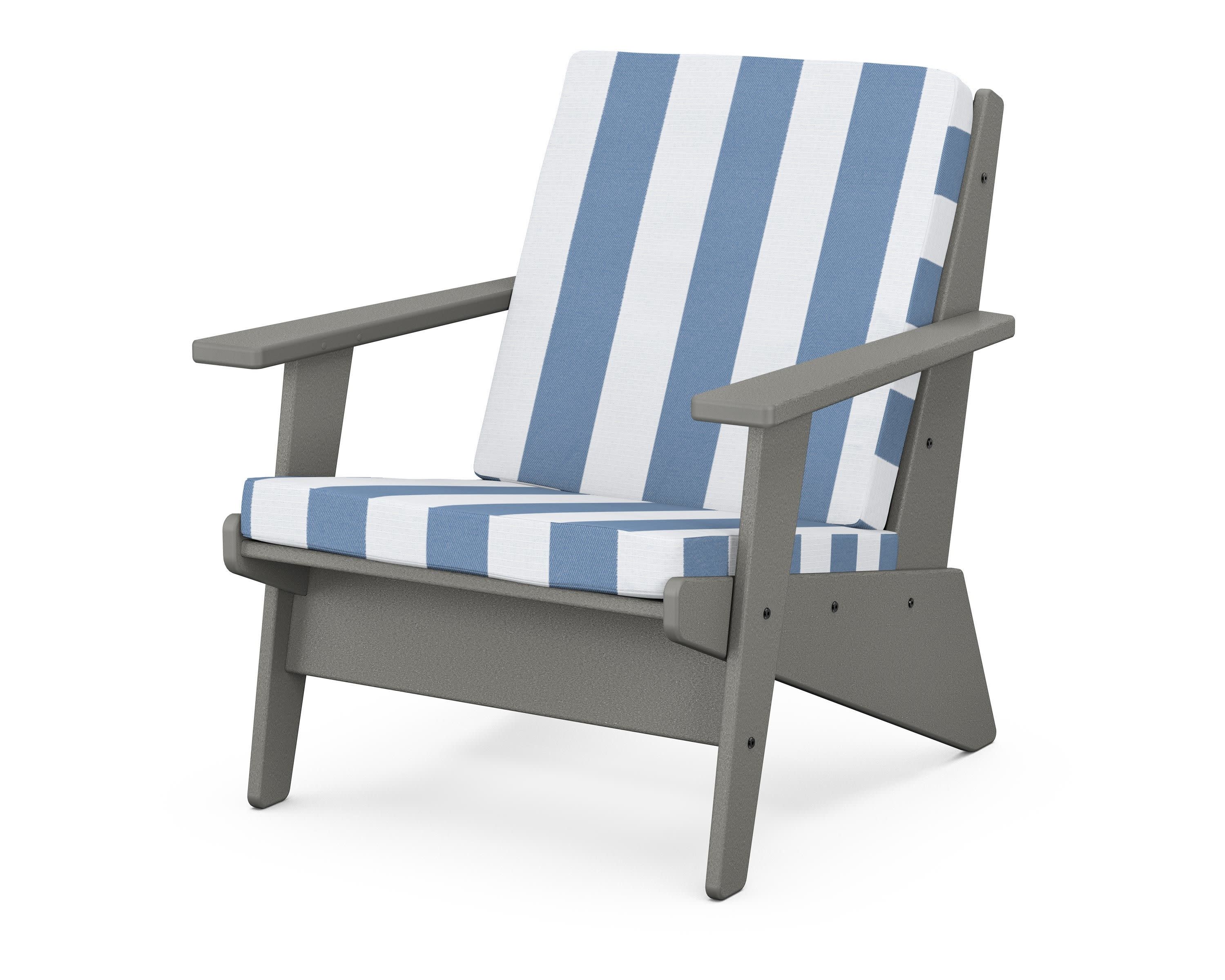 Riviera Modern Lounge Chair in Slate Grey / Cabana Stripe Sky Blue