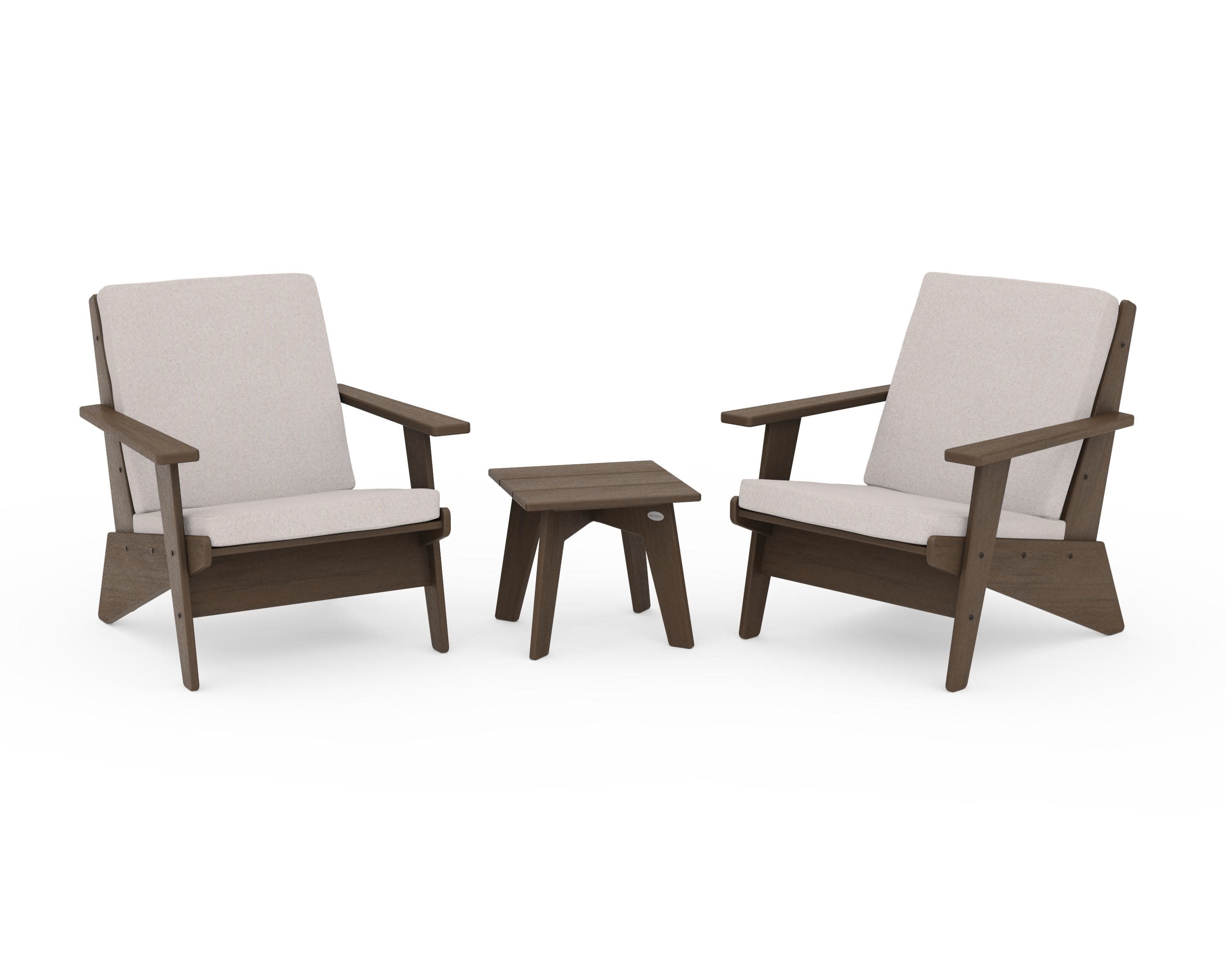 Riviera Modern Lounge 3-Piece Set in Kona / Dune Burlap