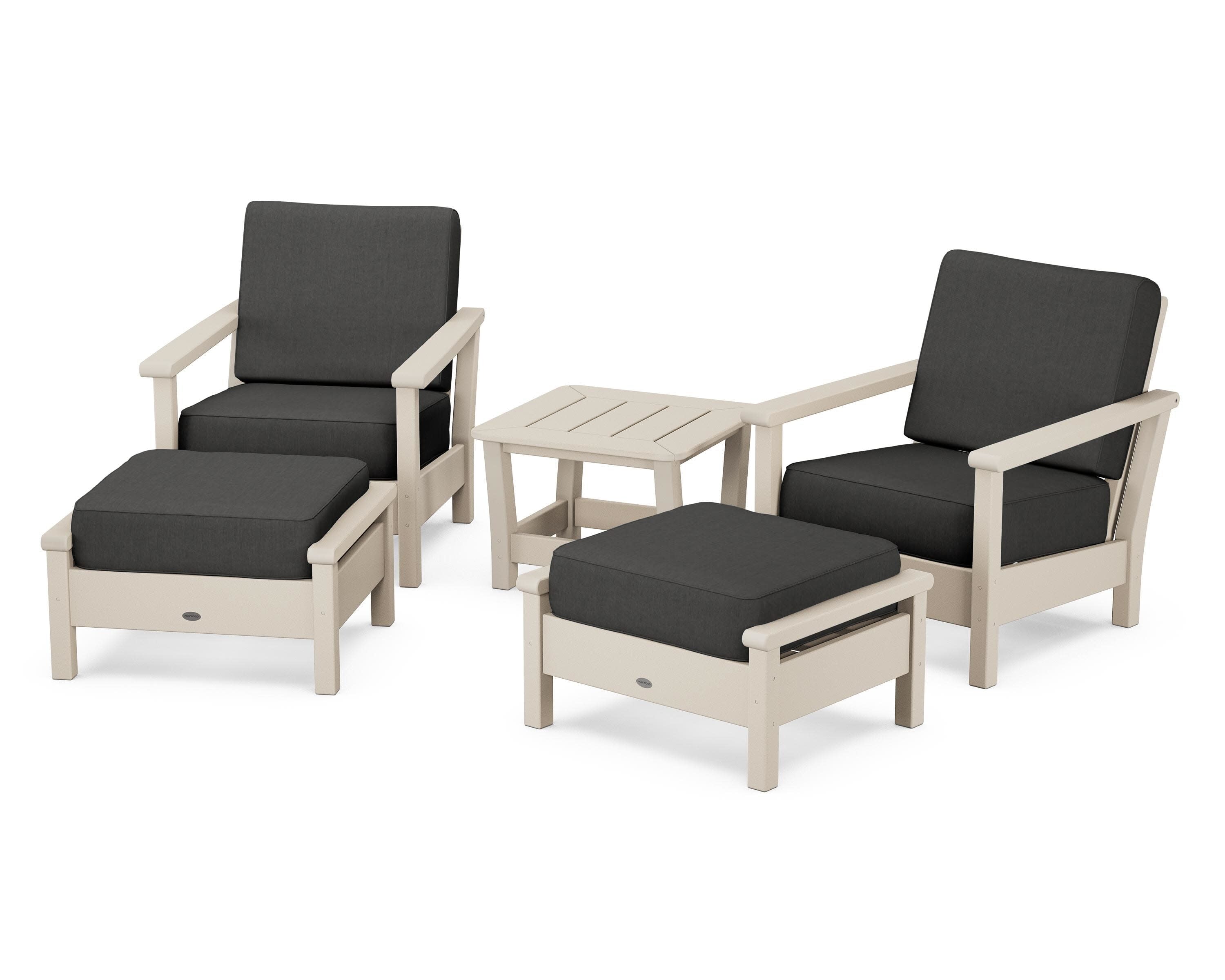 Harbour 5-Piece Deep Seating Chair Set in Sand / Spectrum Carbon