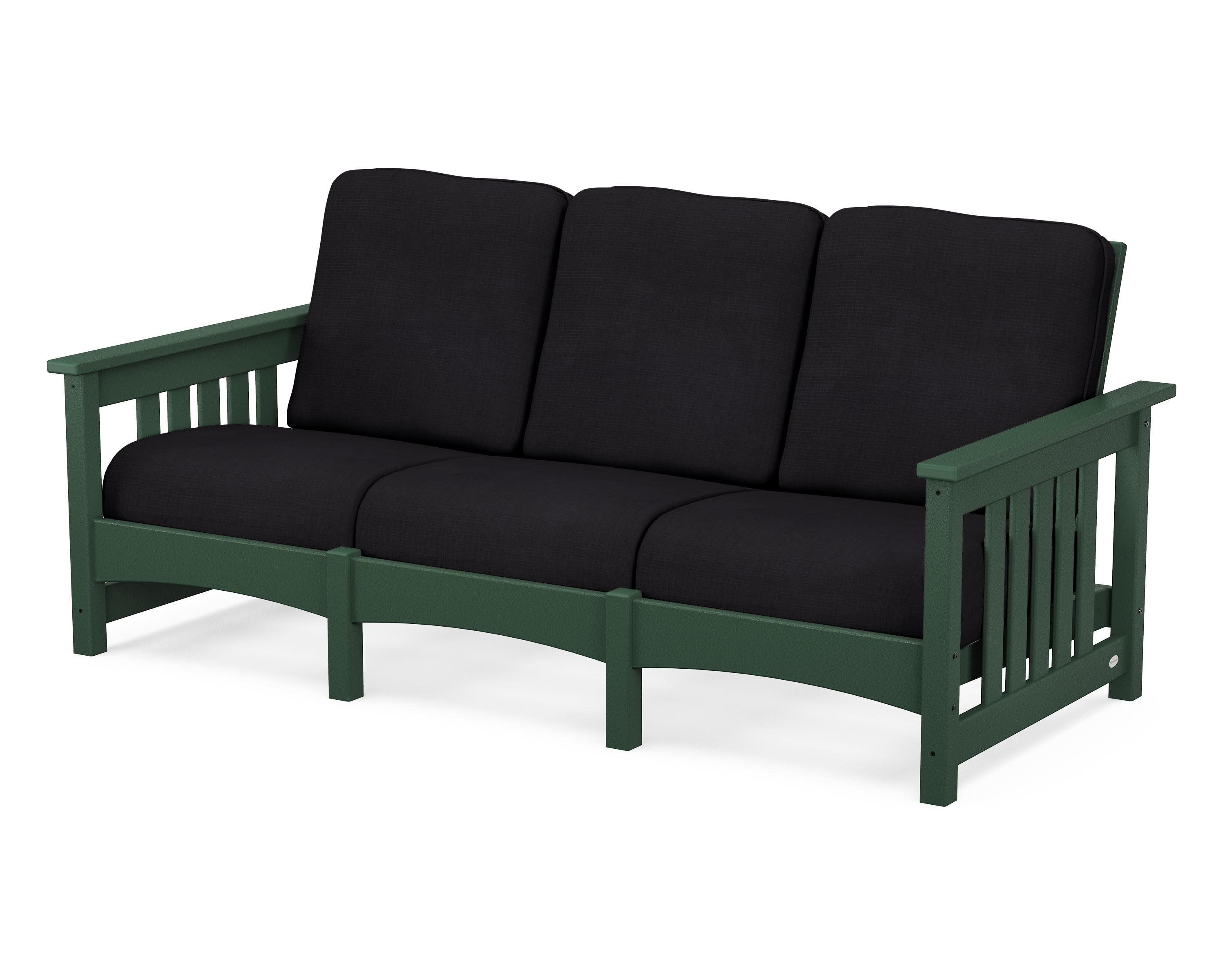 Club Mission Sofa in Green / Midnight Linen