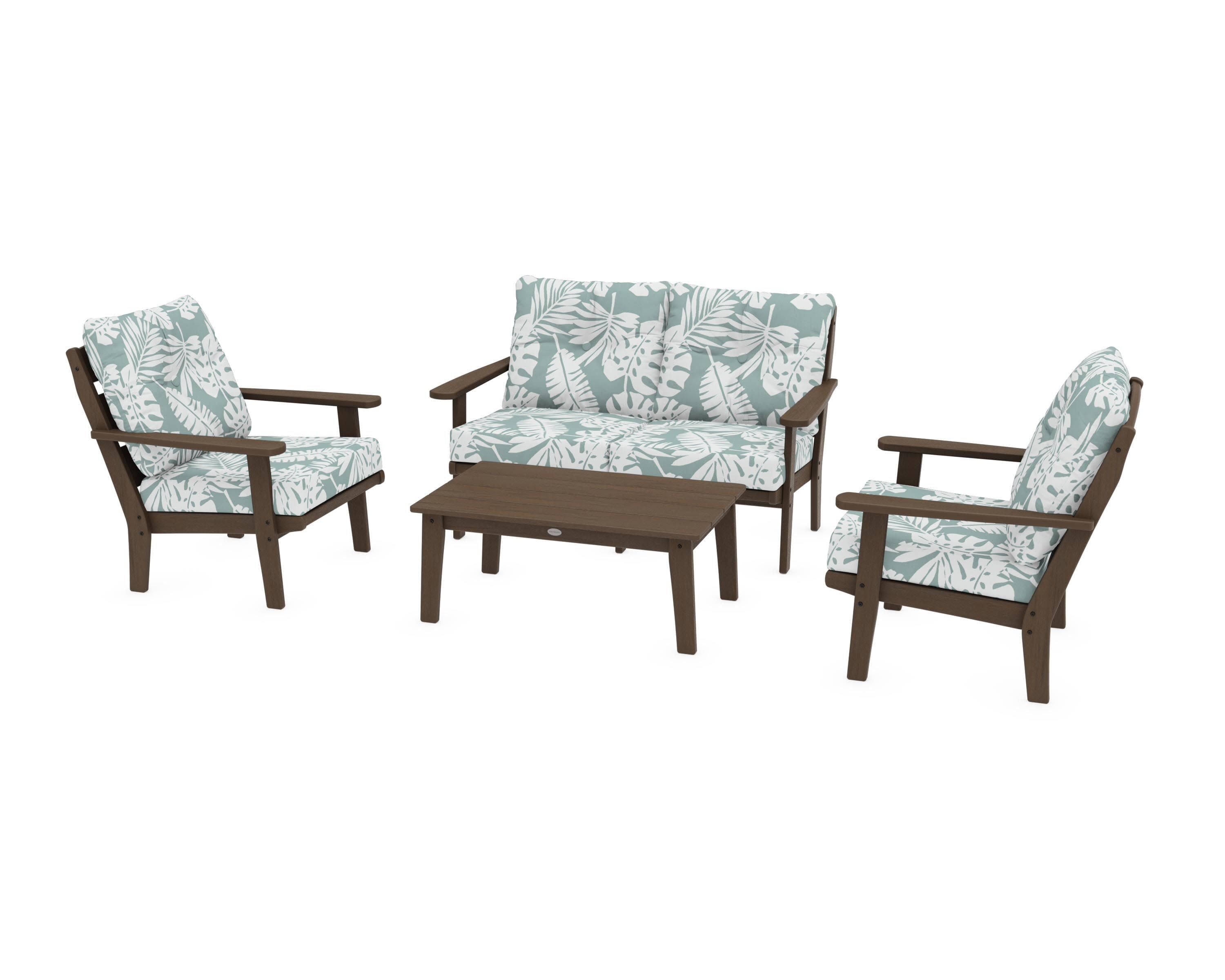 Lakeside 4-Piece Deep Seating Set in Kona / Leaf Glacier Spa