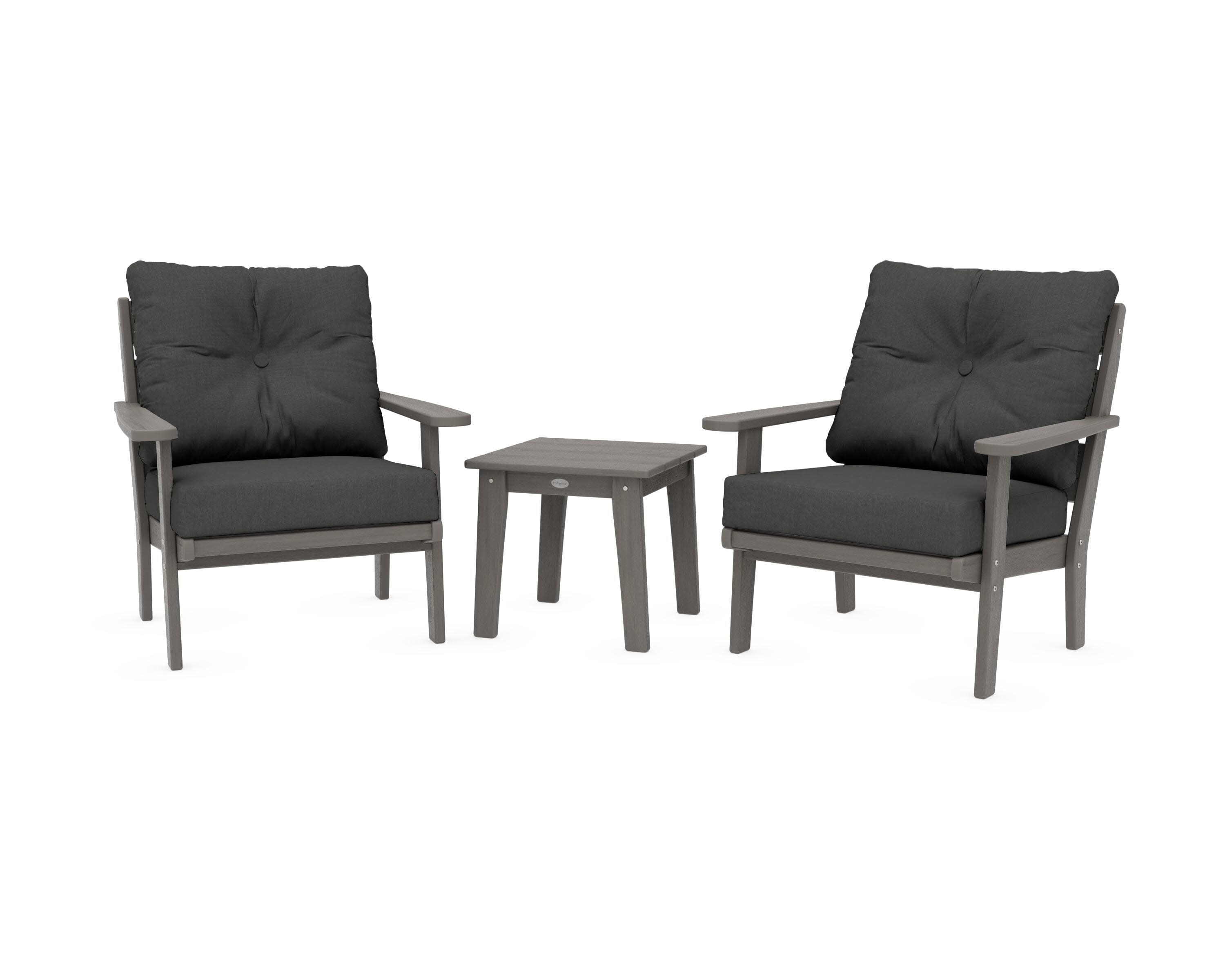 Lakeside 3-Piece Deep Seating Chair Set in Driftwood / Spectrum Carbon