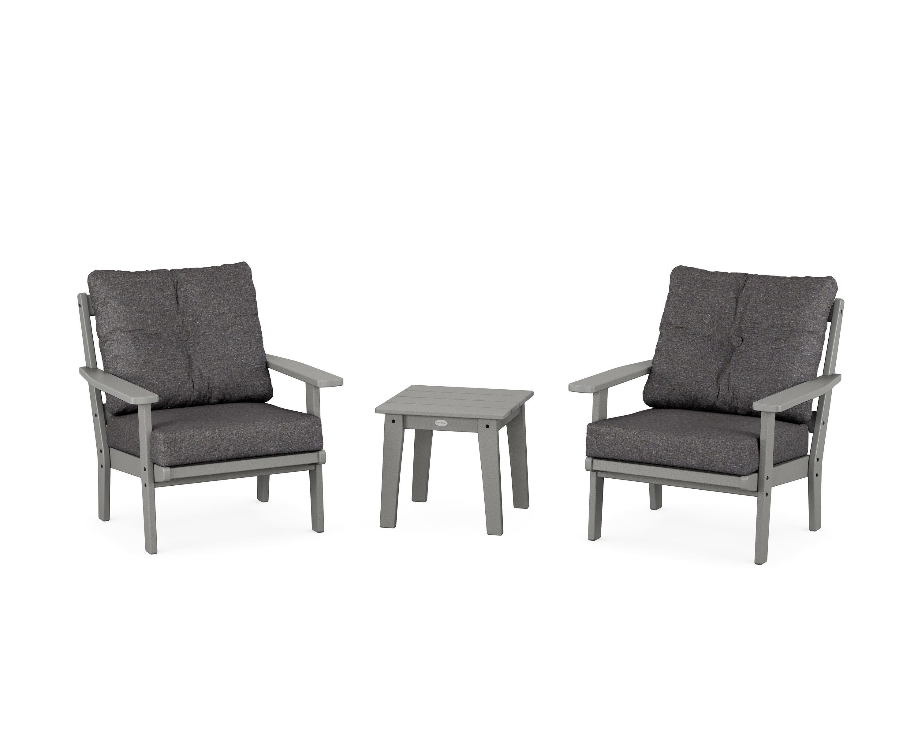 Oxford 3-Piece Deep Seating Set in Slate Grey / Ash Charcoal