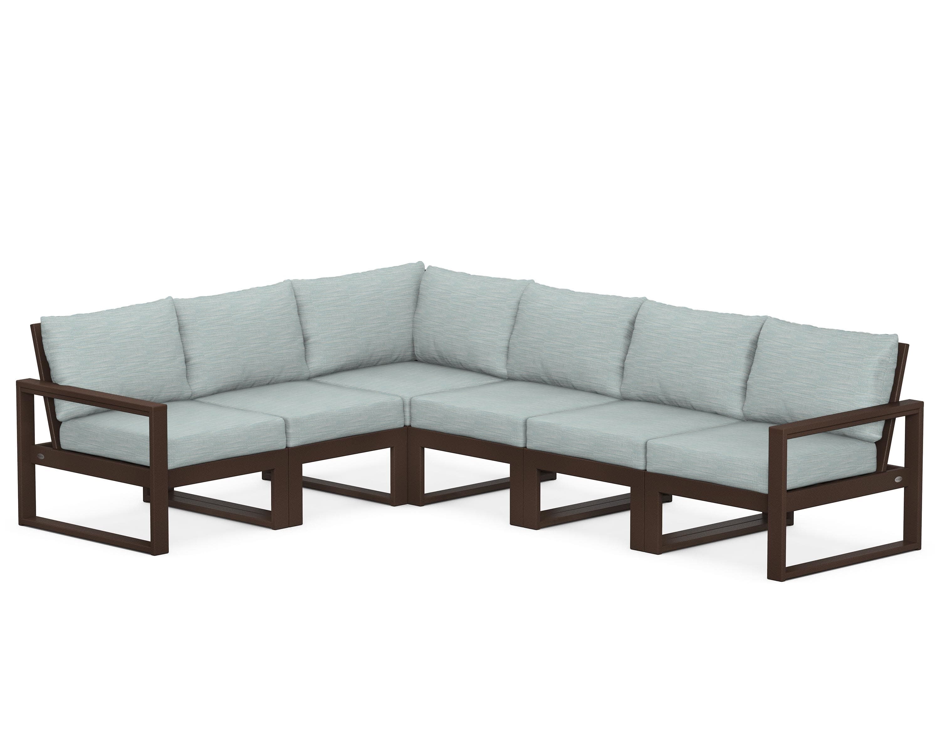 EDGE 6-Piece Modular Deep Seating Set in Mahogany / Soothe Mist